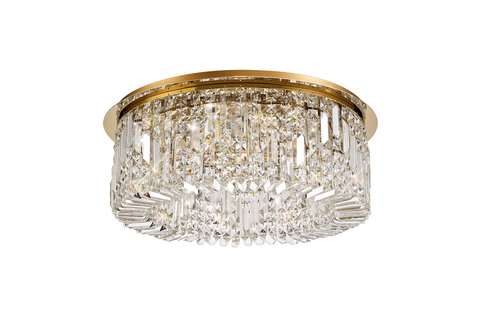 Mayfair 65cm Round Flush Chandelier, 8 Light E14, Gold/Crystal LO178143