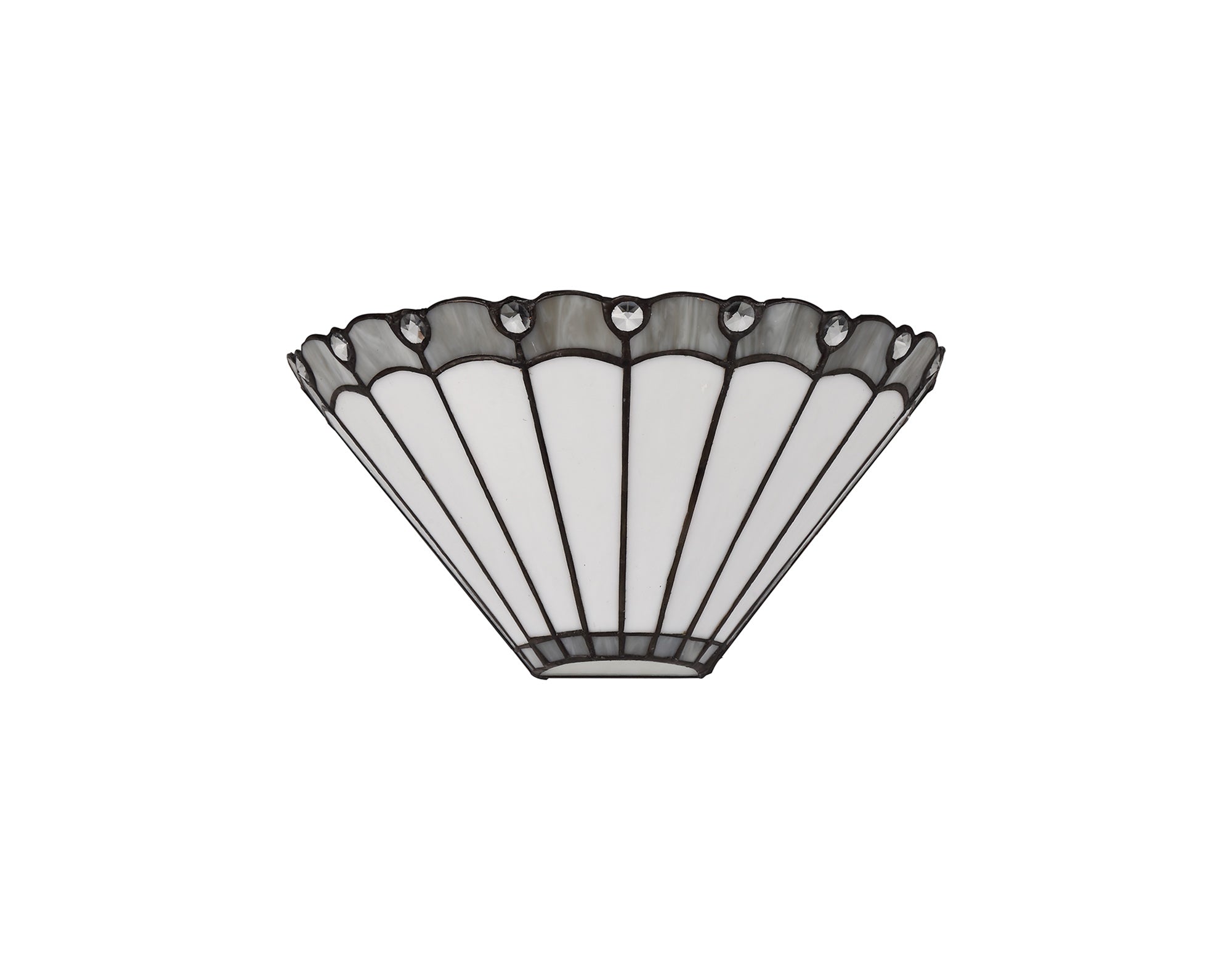 Umbrella Tiffany Wall Lamp, 2 x E14, Grey/Crealm/Crystal
