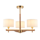 Endon Heathcliff 3 light Brushed Brass with Ash Wood Semi flush Light fitting 116993