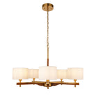Heathcliff 5 light Brushed Brass with Ash Wood Pendant Light fitting 116994