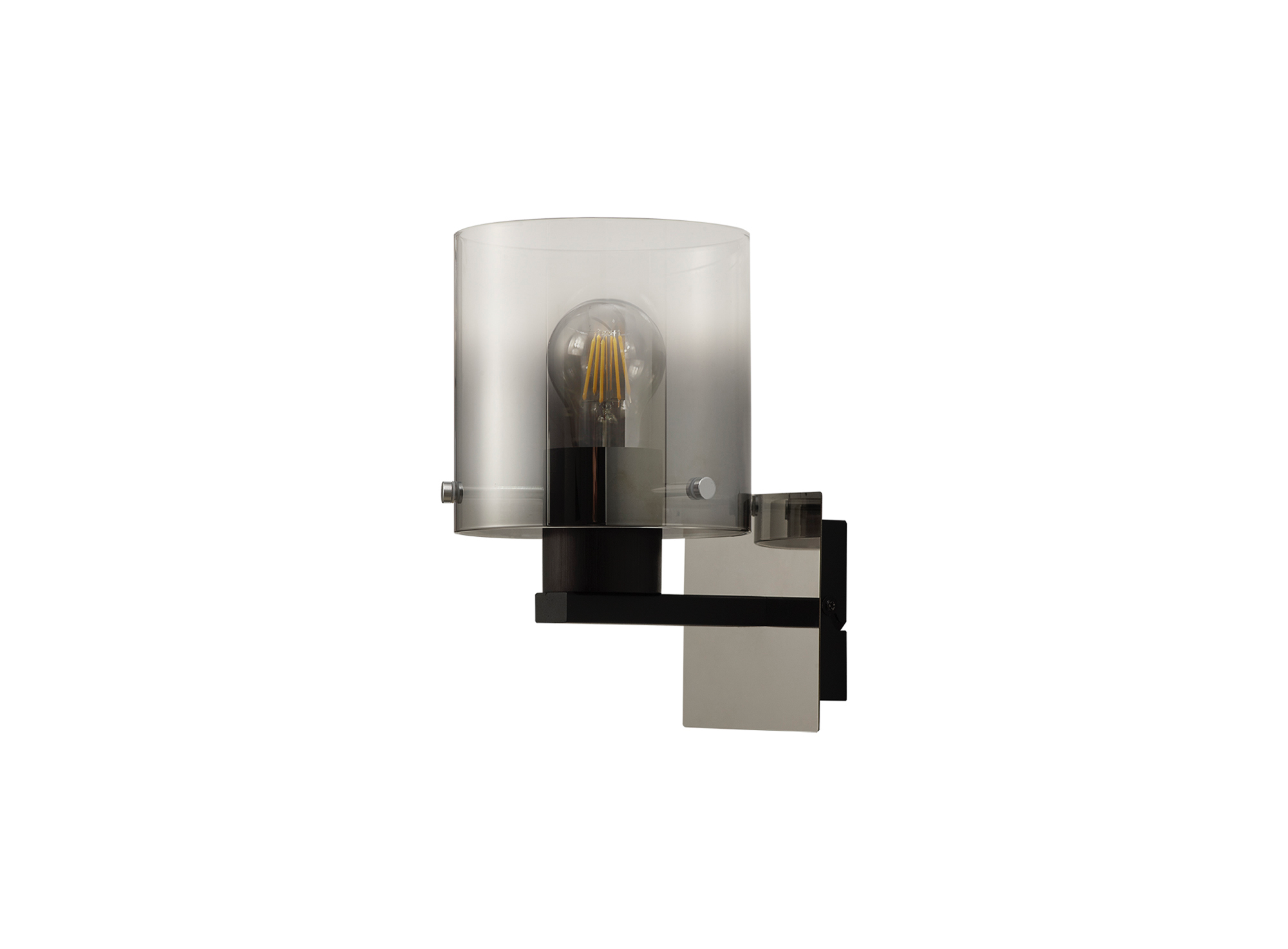 Lois Black & Chrome Smoked Glass Single Switched Wall Lamp LO176793