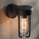 Lightologist Die-cast IP44 brushed bronze & clear glass E27 wall light WIN1392857