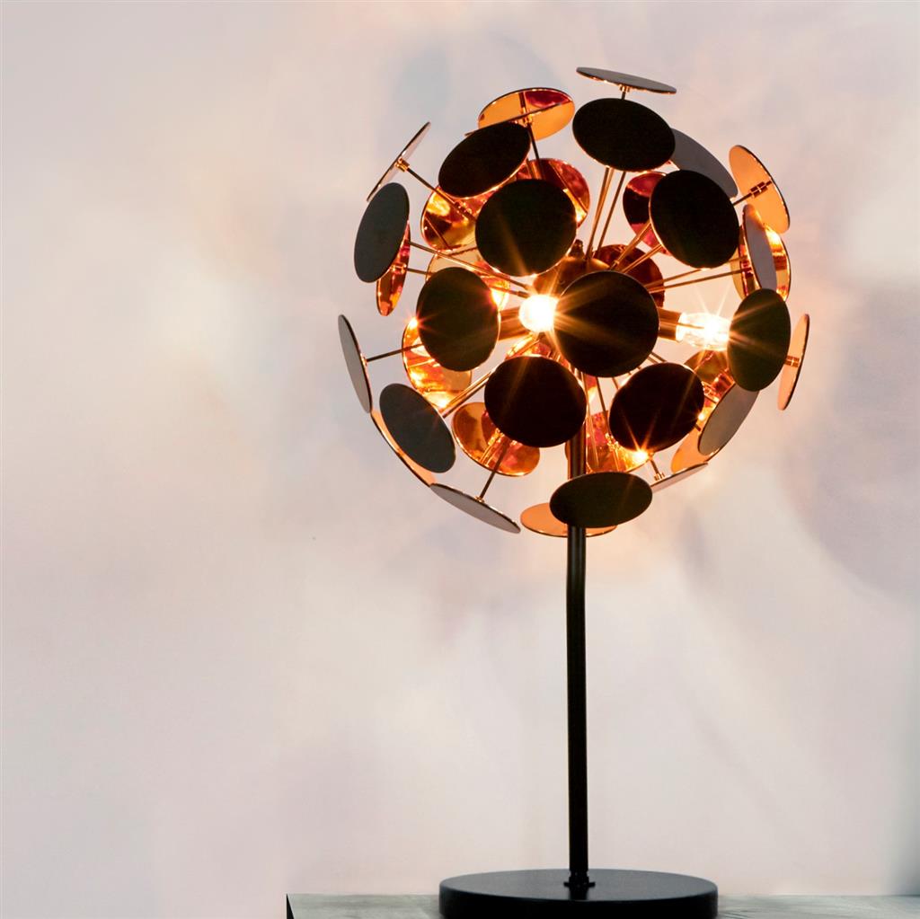 Searchlight Discus 3 Light Black/Gold Table Lamp 3070Bg