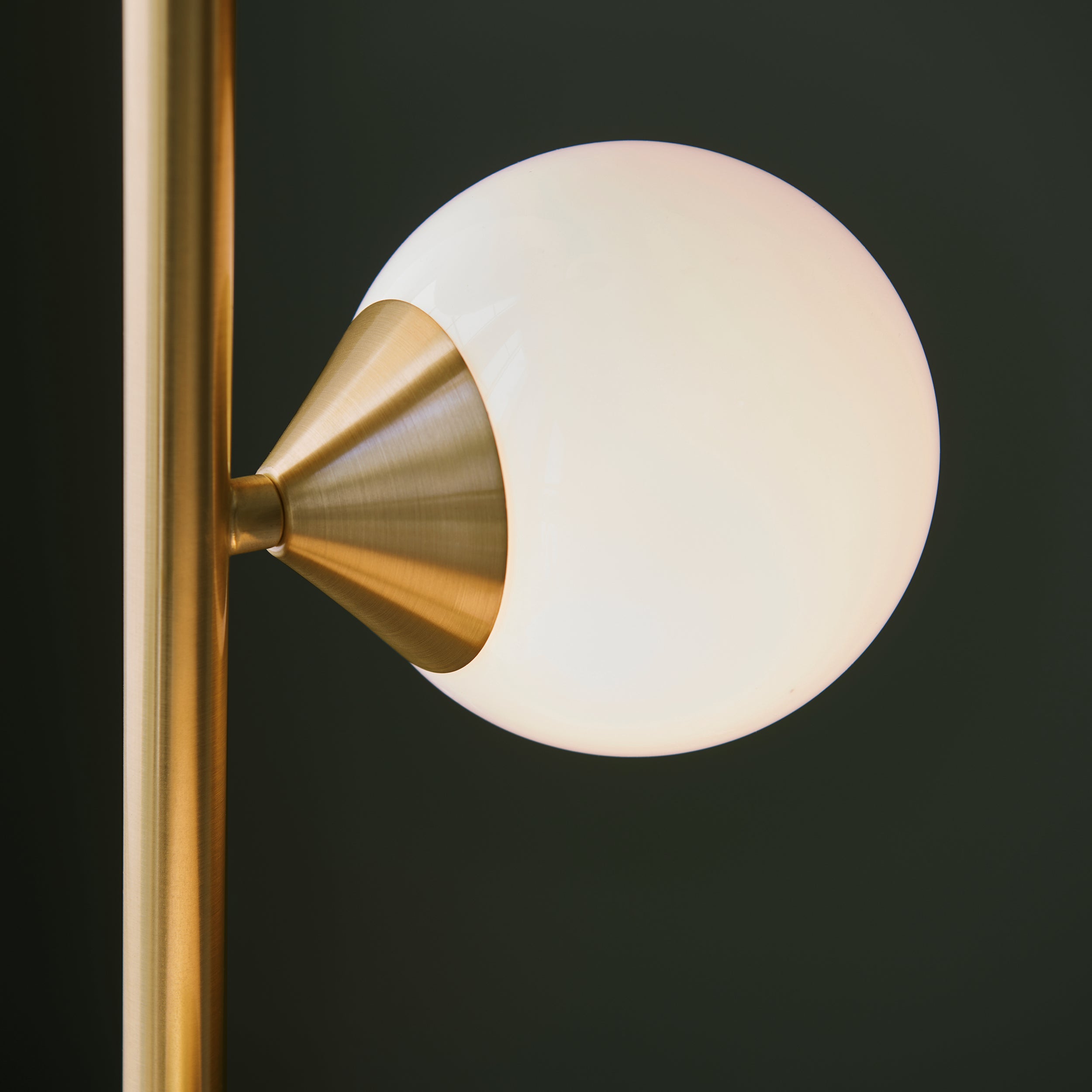 Lightologist Satin brass plate & gloss white glass Complete Floor Light