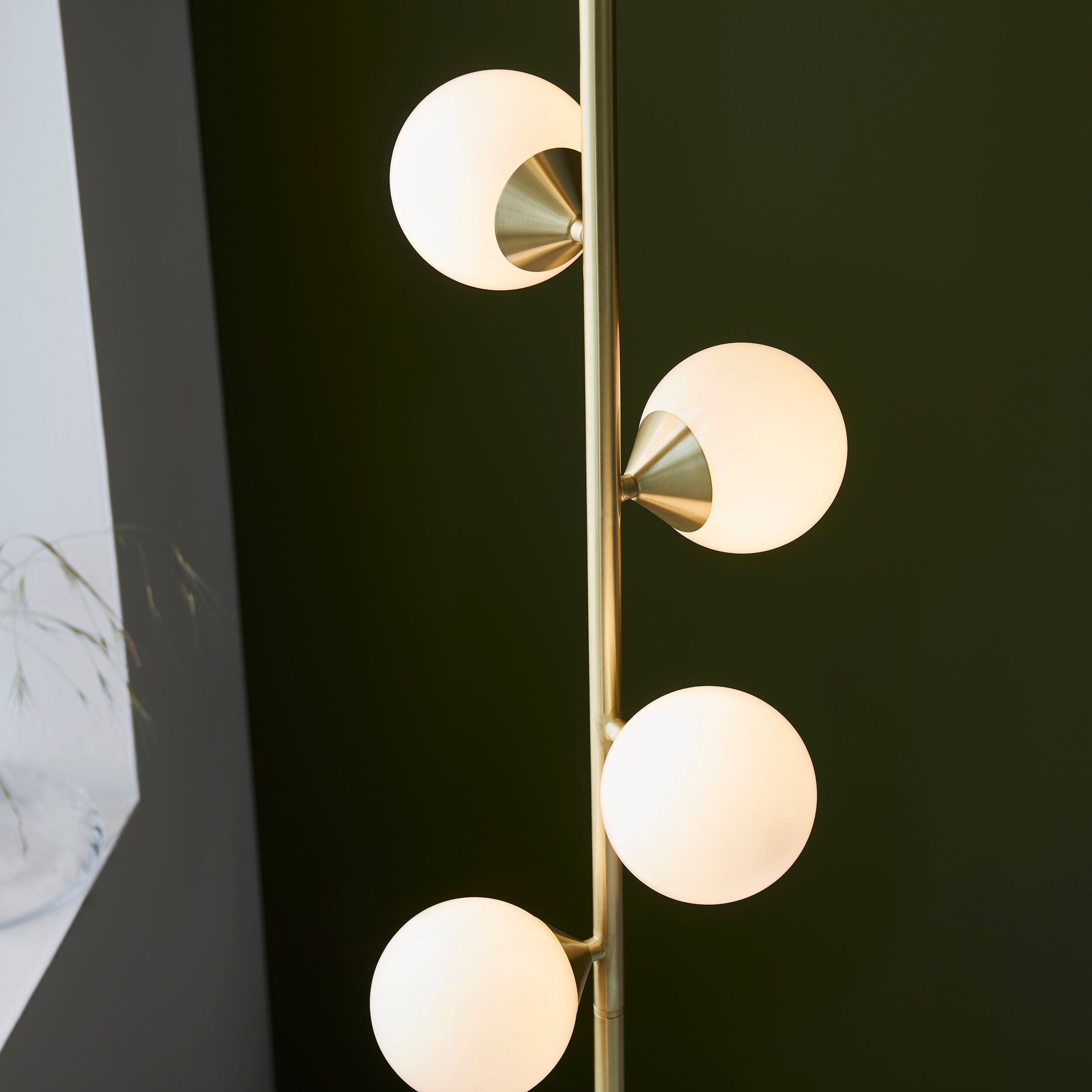 Lightologist Satin brass plate & gloss white glass Complete Floor Light