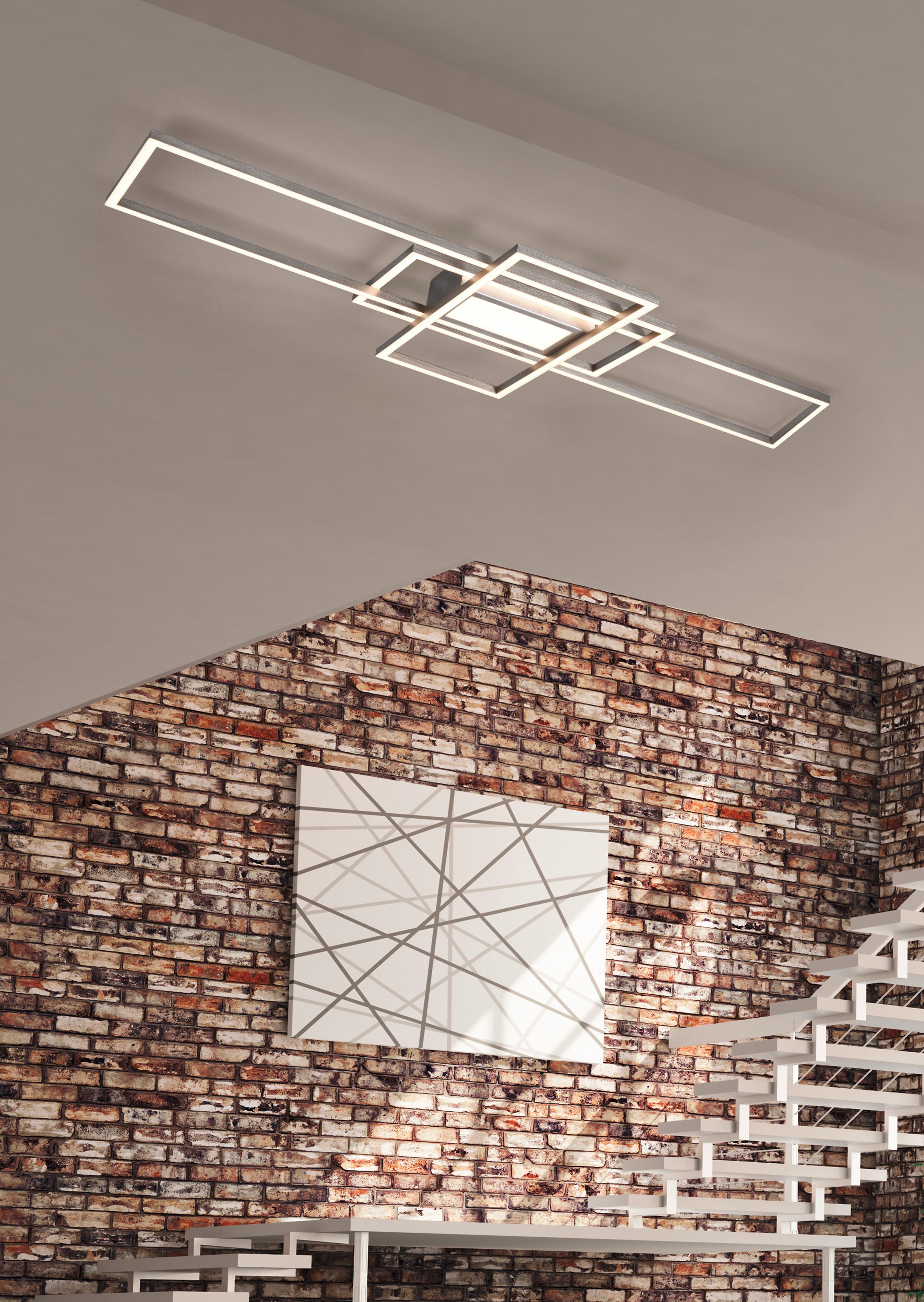 Trio IRVINE LED Ceiling Light in matt nickel, 1-light source with Remote control 620010407 room set