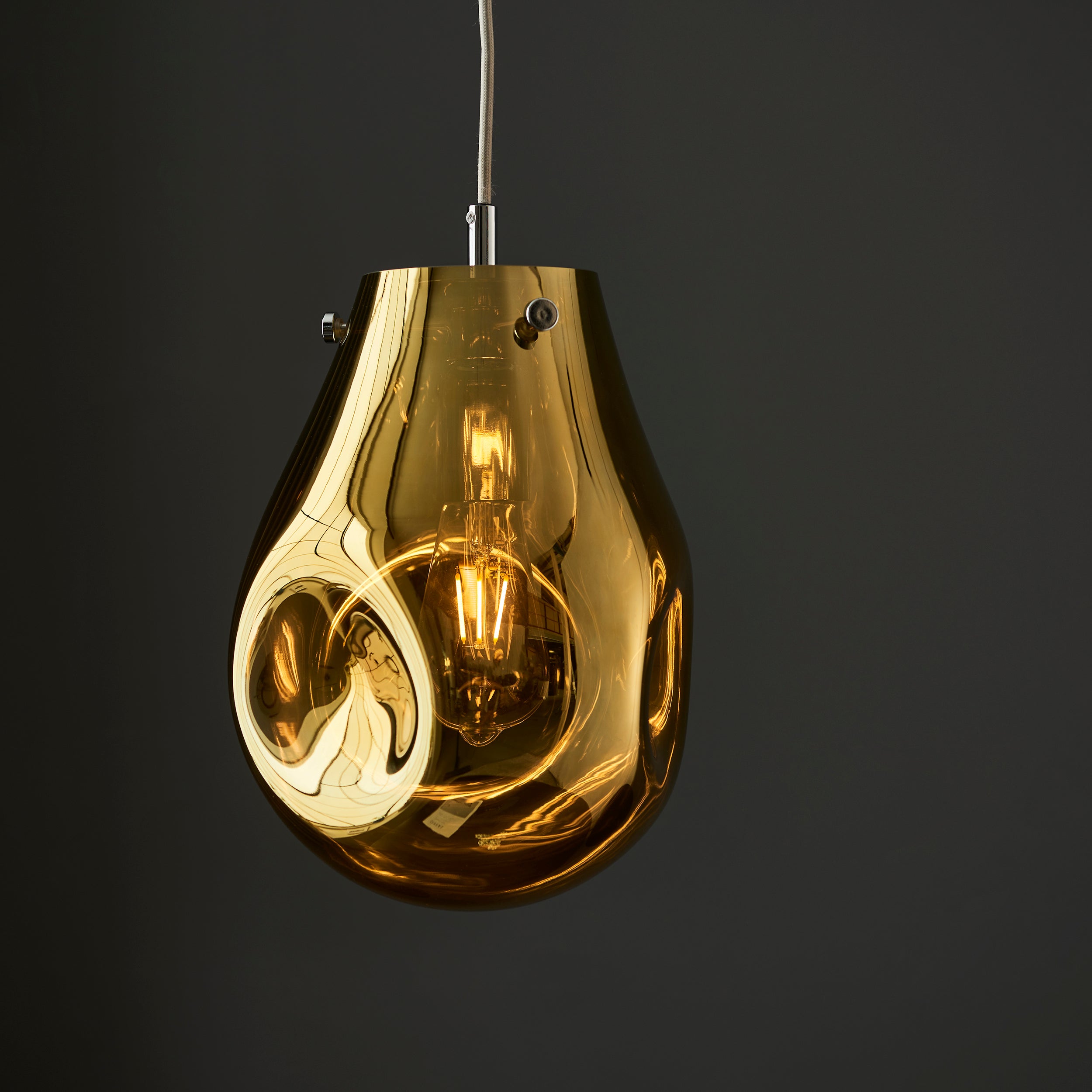 Lightologist Medium Gold metallic glass & chrome plate Single Pendant Light