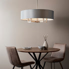 Lightologist Matt nickel plate & grey fabric Multi arm shade Pendant Light