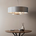 Lightologist Matt nickel plate & grey fabric Multi arm shade Pendant Light