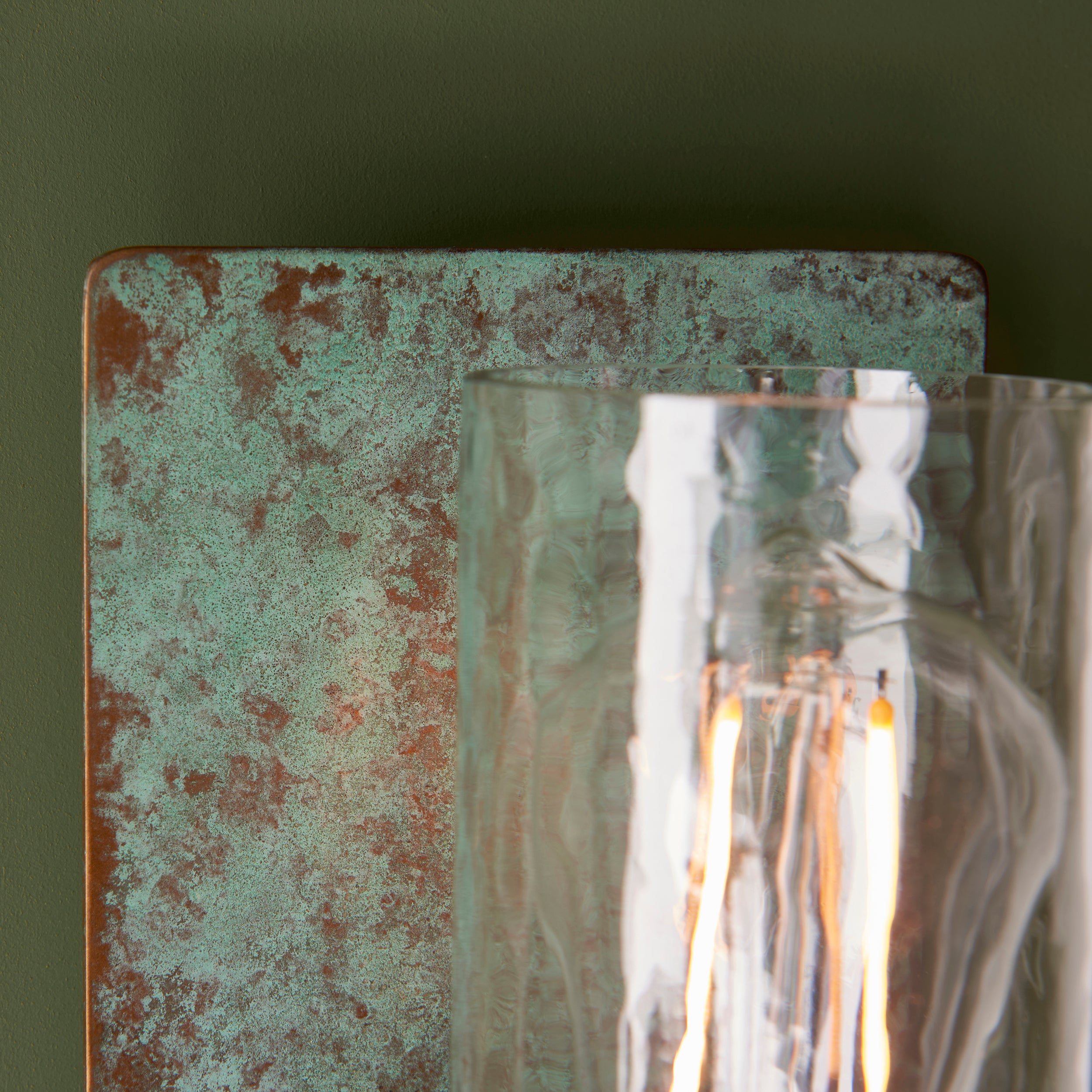 Lightologist Verdigris bronze plate & clear glass Metal Wall Light