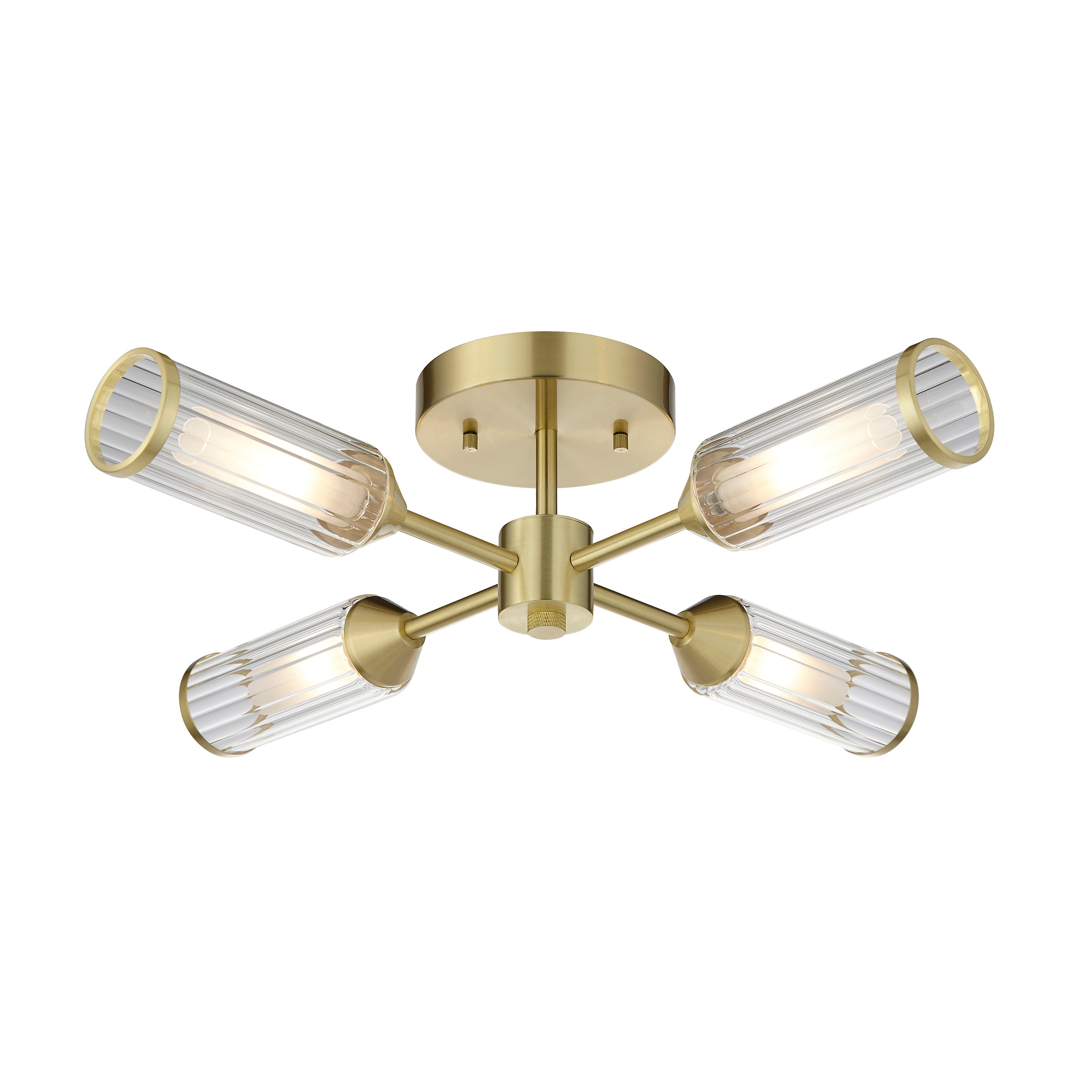 Lightologist Satin brass plate with clear & frosted glass Multi arm glass Semi flush Light