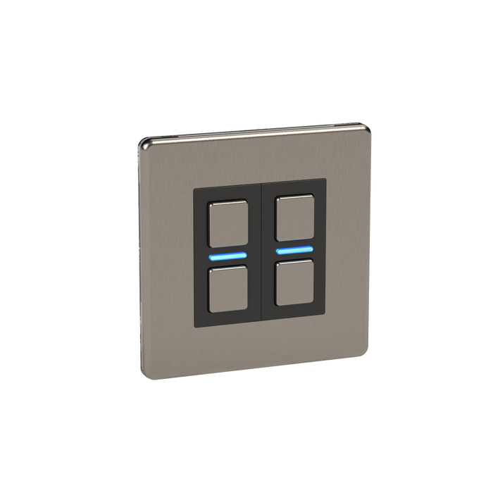 Lightwave Smart Dimmer 2 Gang Stainless Steel LP22