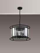 Lightologist Balmoral Pendant / Semi-flush Convertible Ceiling light Satin Black / Clear Crystal LO191073