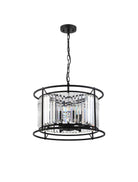 Lightologist Balmoral Pendant / Semi-flush Convertible Ceiling light Satin Black / Clear Crystal LO191073