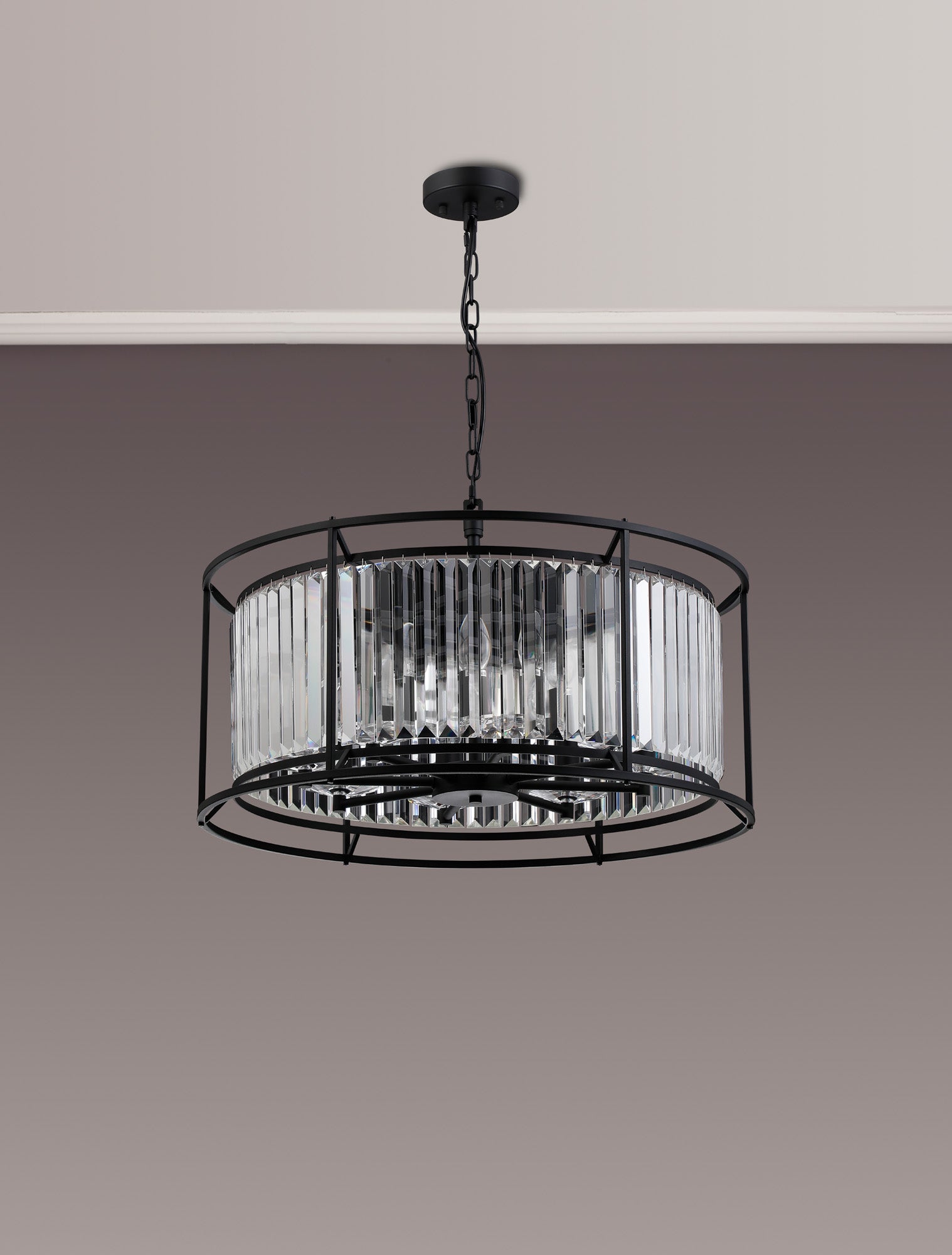 Lightologist Balmoral Pendant & Semi-Flush Convertible Ceiling Satin Black / Clear LO191083