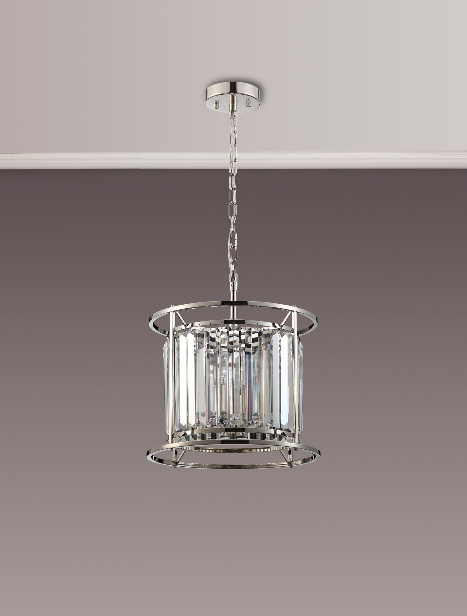 Lightologist Balmoral Pendant Light / Semi Flush Ceiling Convertible Polished Nickel / Clear LO191173