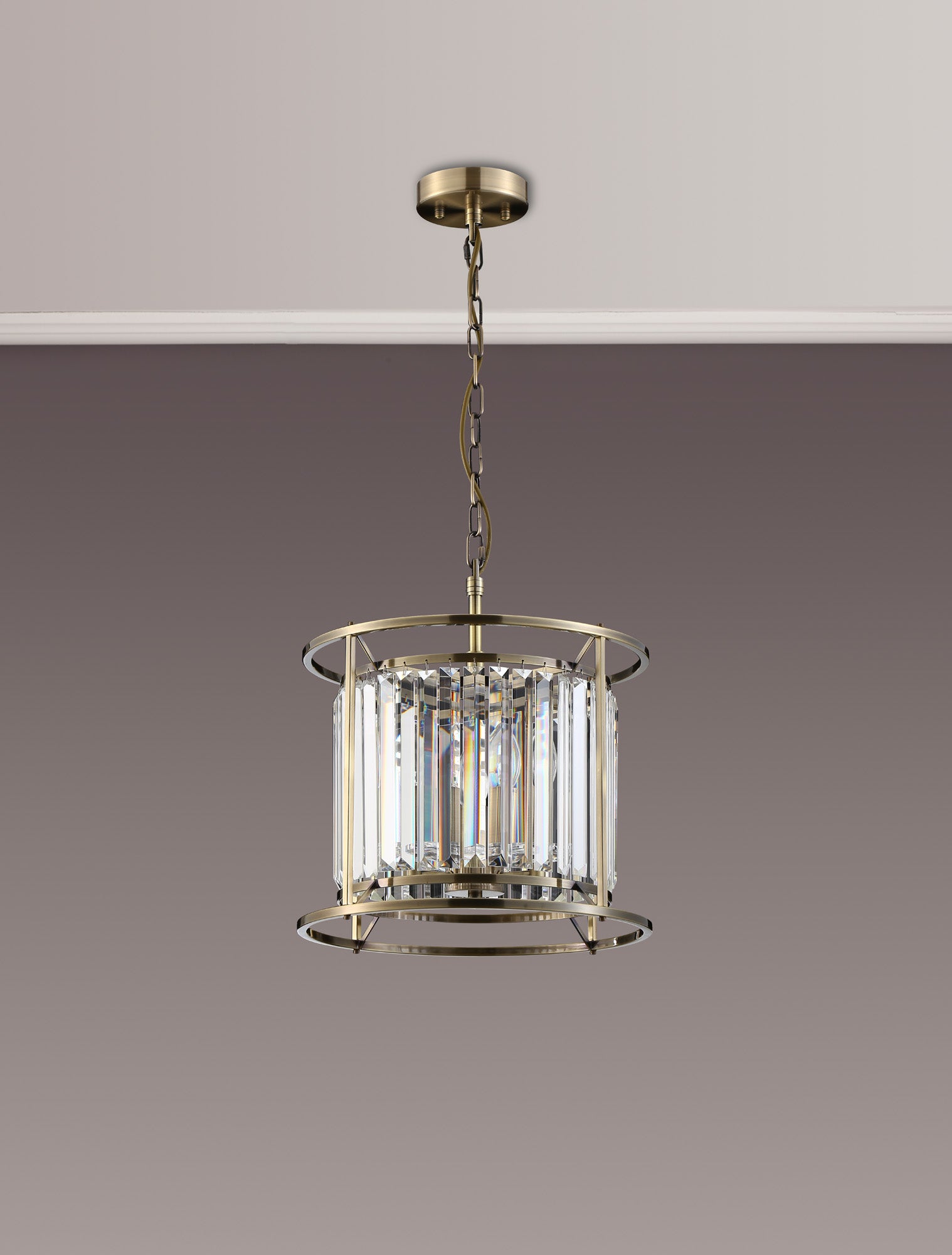 Lightologist Balmoral Pendant Light / Semi-Flush Ceiling Convertible Antique Brass / Clear LO191283