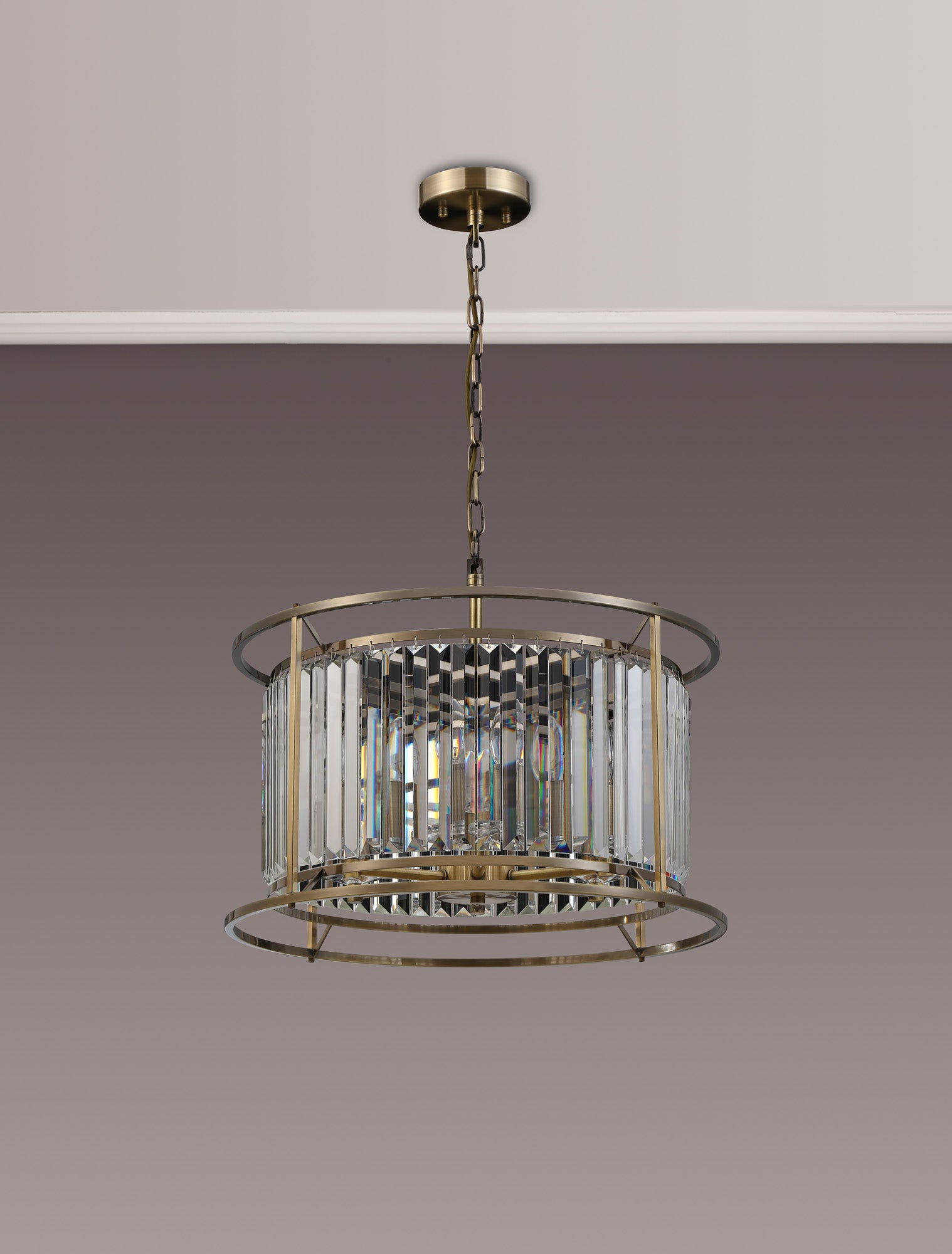 Lightologist Balmoral Pendant Light  / Semi-Flush Ceiling Convertible Antique Brass / Clear LO191293