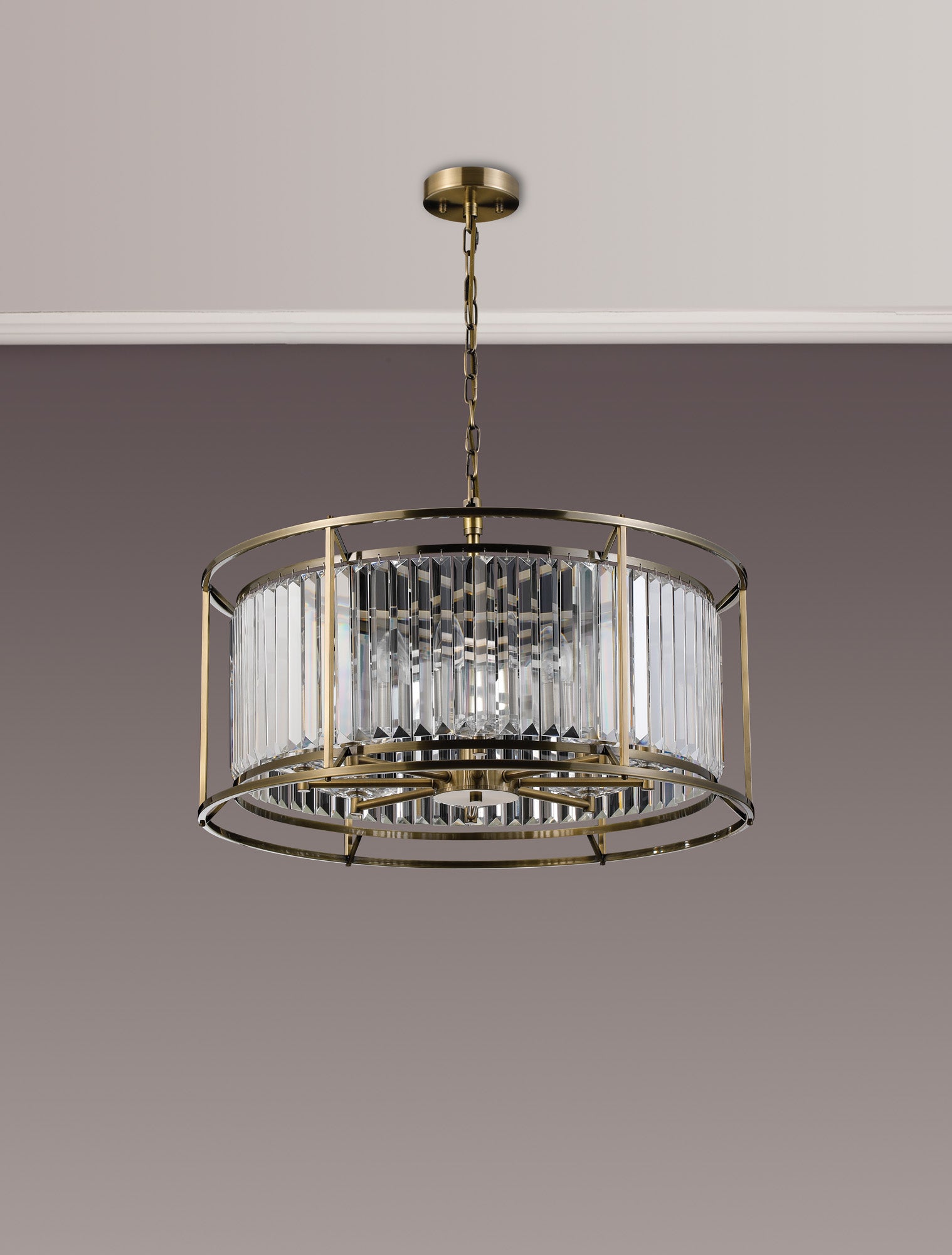 Lightologist Balmoral Pendant Light  / Semi-Flush Ceiling Convertible Antique Brass / Clear LO191303