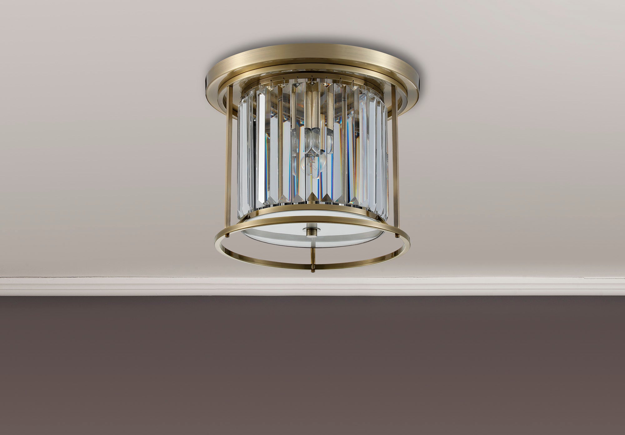 Lightologist Balmoral Flush Ceiling Antique Brass / Clear LO191333