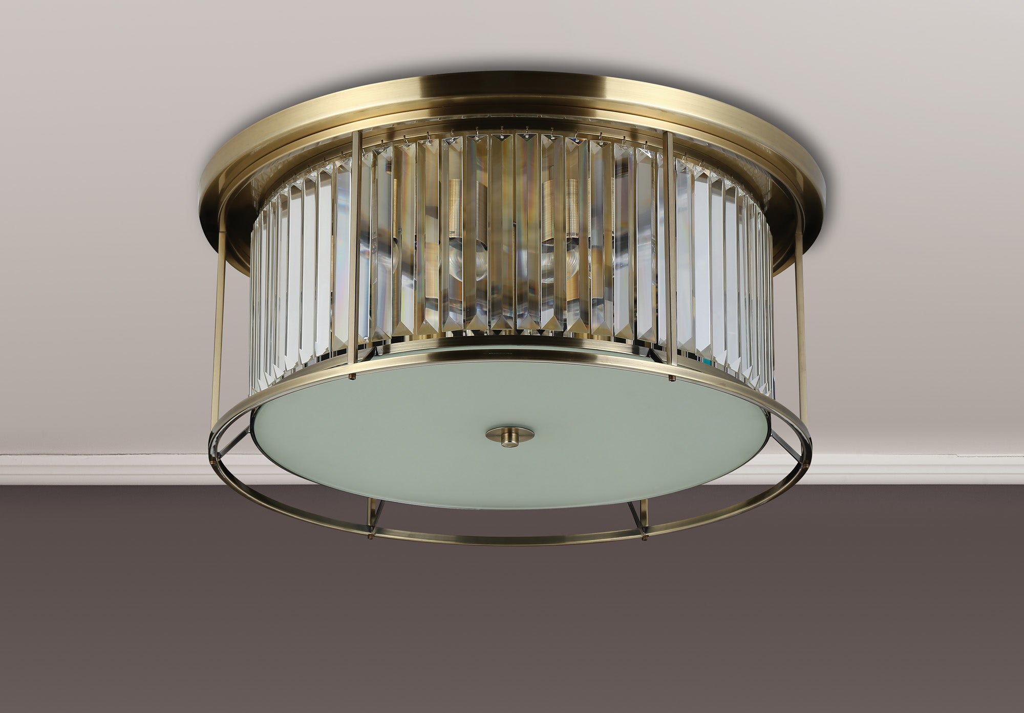 Lightologist Balmoral Flush Ceiling Antique Brass / Clear LO191353