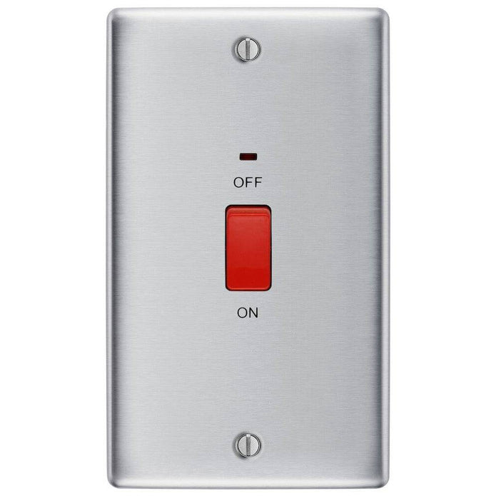 BG Nexus Metal Brushed Steel 45A Cooker Switch NBS72