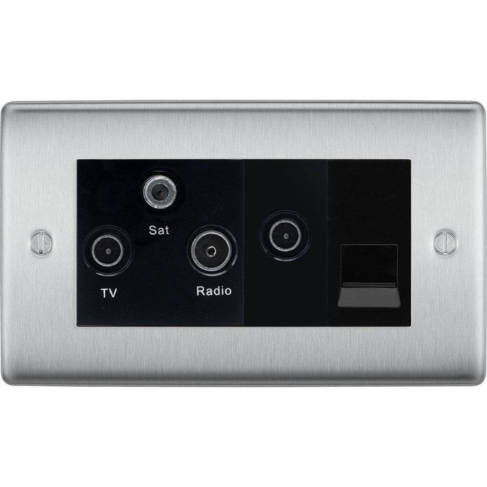 BG Nexus Metal Brushed Steel Combination TV Socket NBS68B