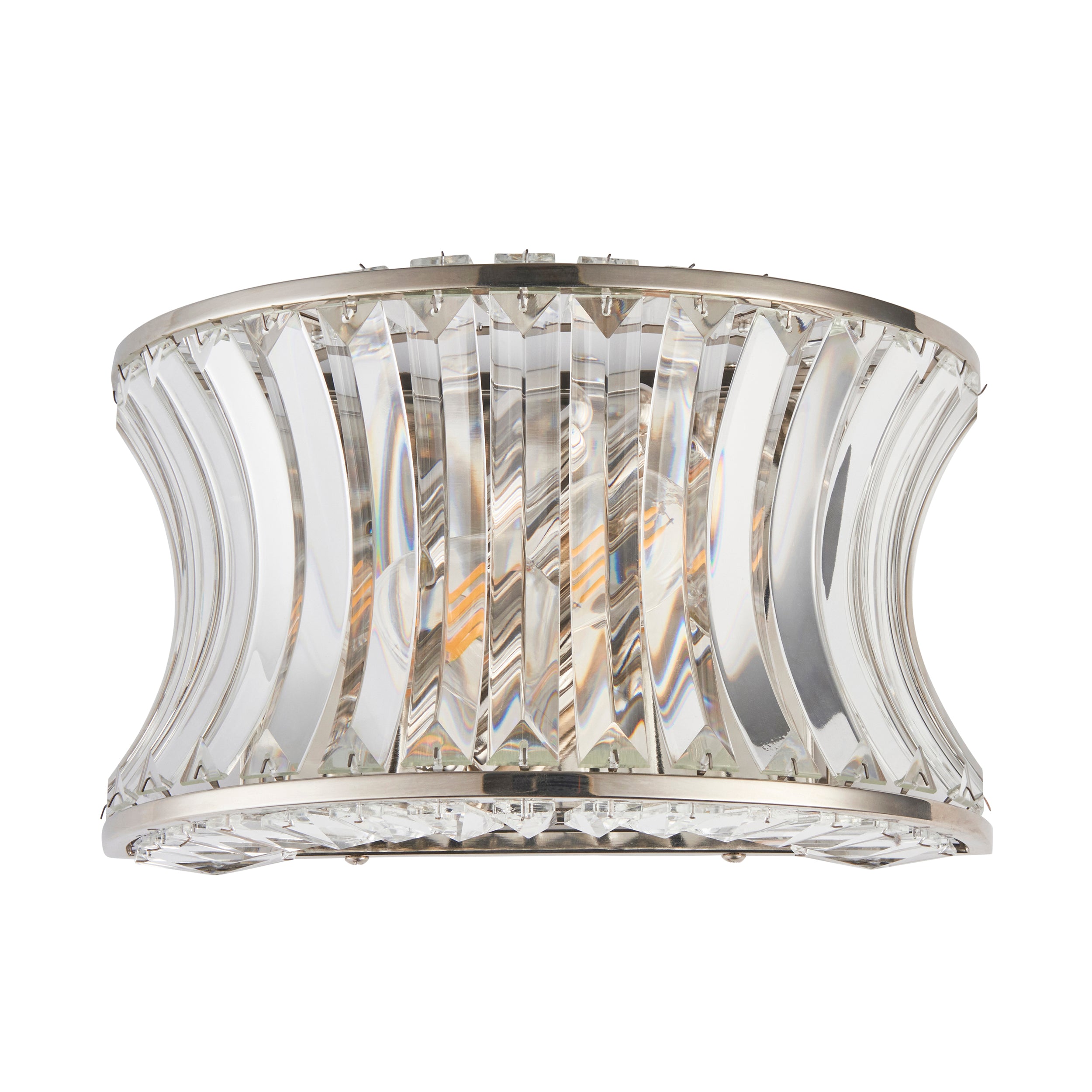 Lightologist Bracebridge Bright nickel plate with crystal and clear glass Glass Wall Light