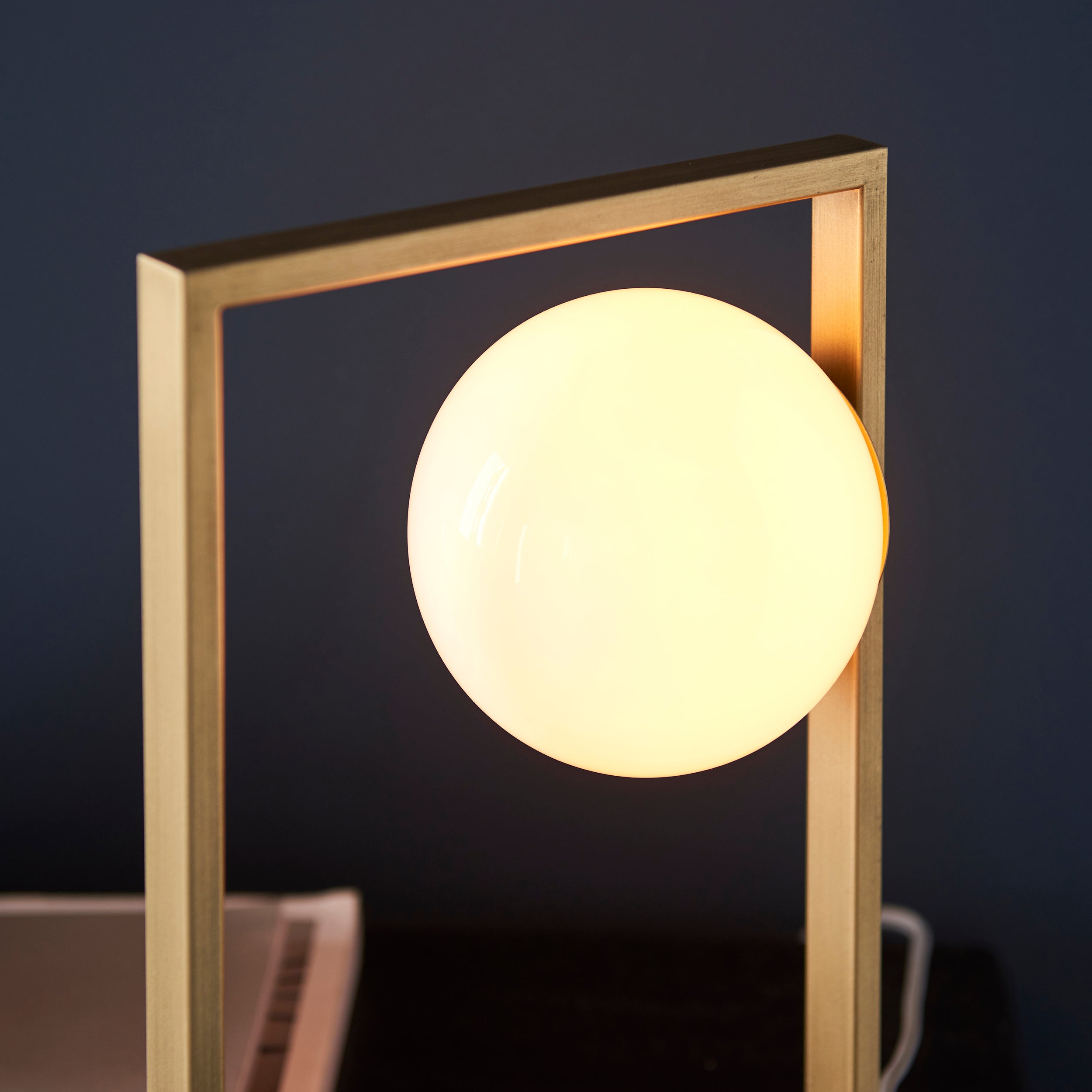 Lightologist Brushed gold finish & gloss opal glass Complete Table Light