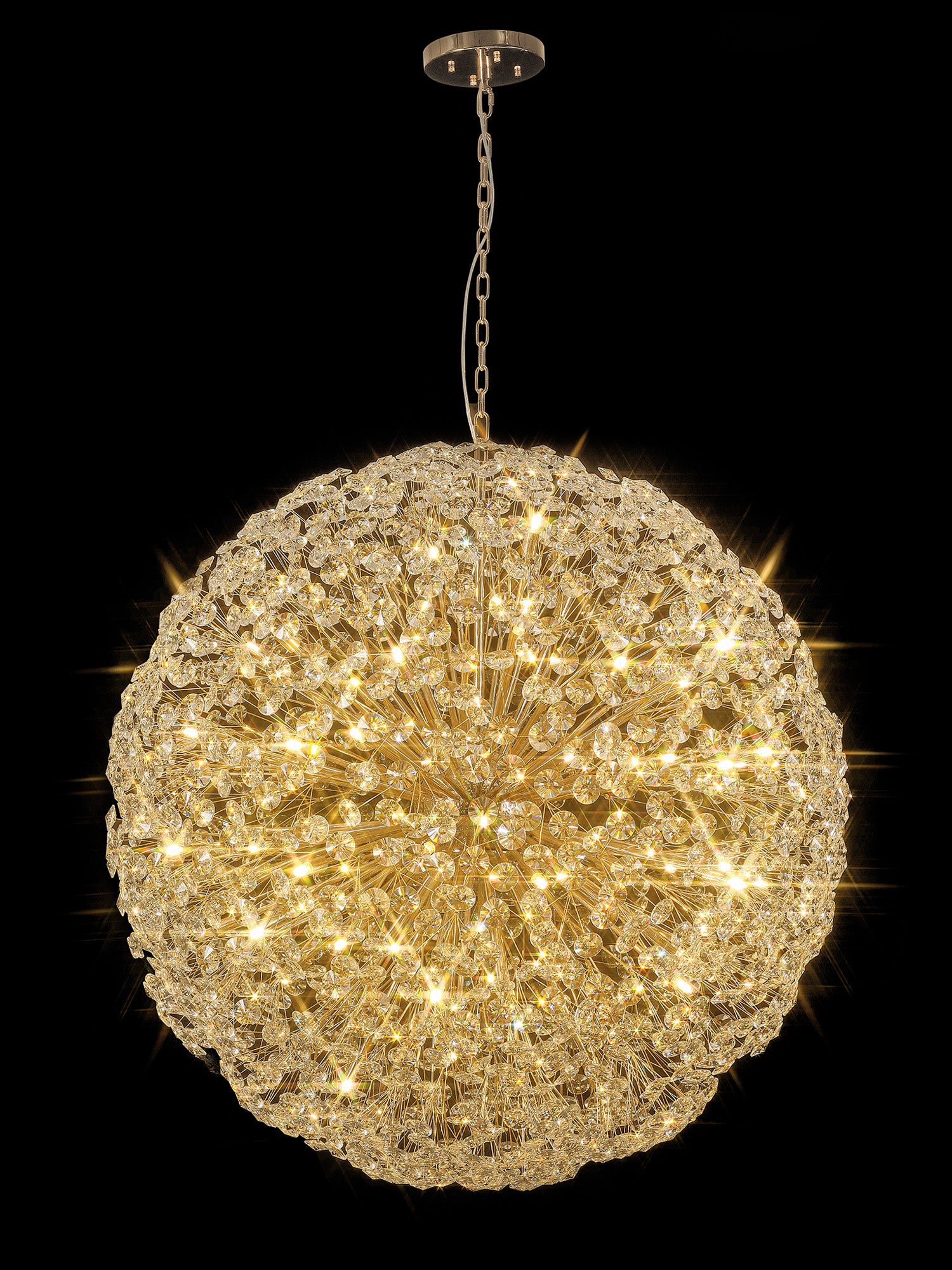 Lightologist Chakkar Pendant 1m Sphere 48 Light G9 French Gold / Crystal LO199863