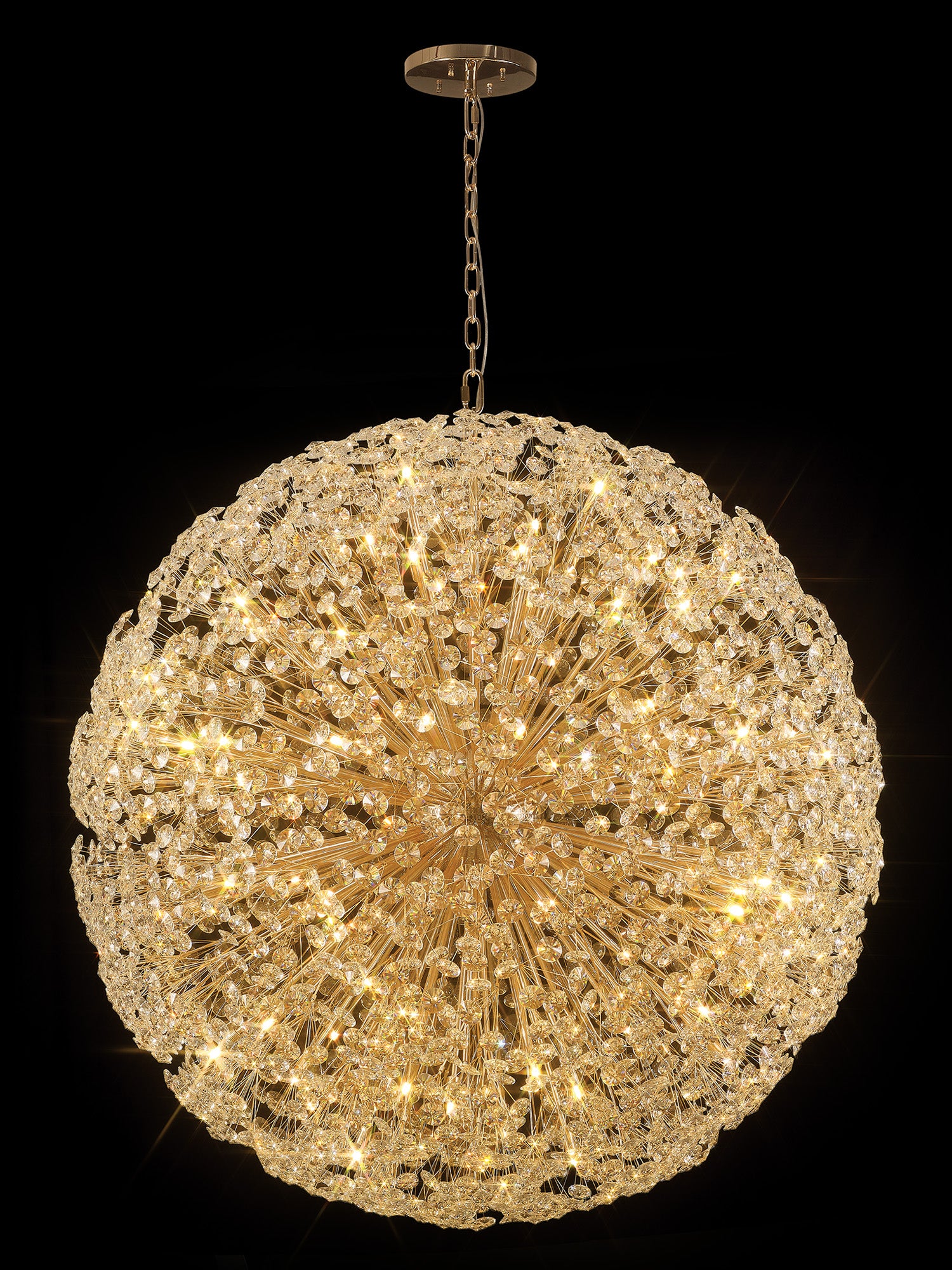 Lightologist Chakkar Pendant 1.5m Sphere 84 Light G9 French Gold / Crystal LO199883