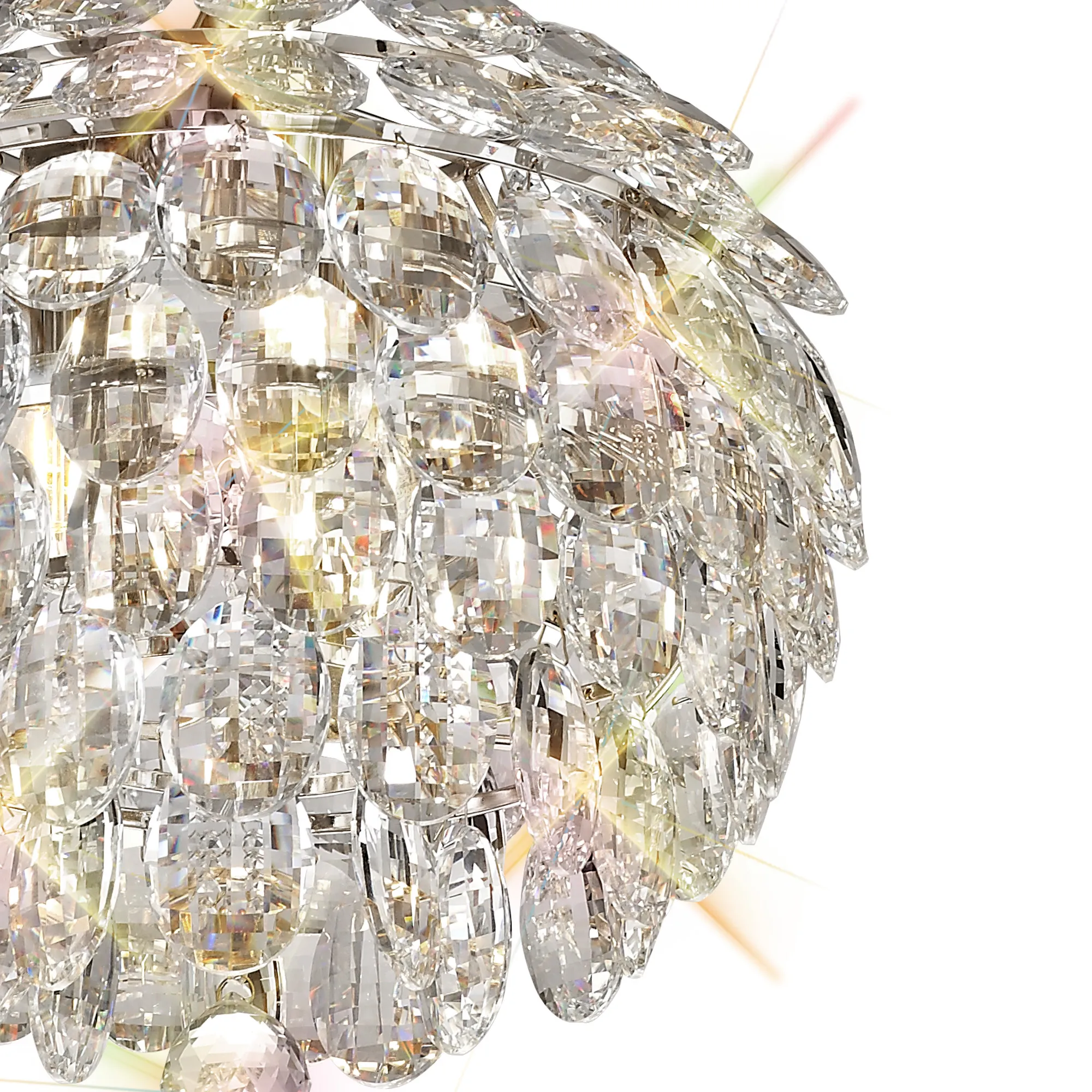 Lightologist Conifer 35cm Pendant, 3 Light E14, Polished Chrome/Crystal