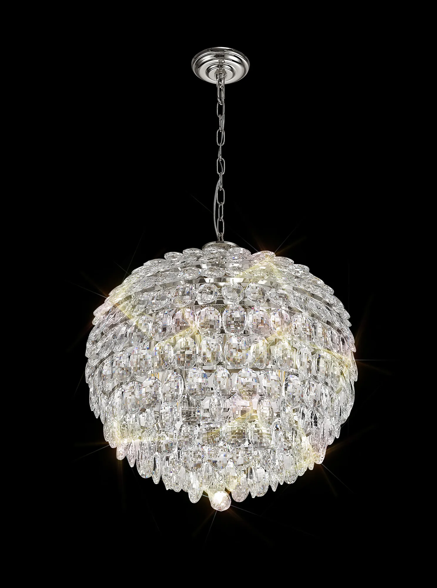 Lightologist Conifer 54cm Pendant, 9 Light E14, Polished Chrome/Crystal
