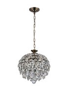 Lightologist Conifer 35cm Pendant, 3 Light E14, Antique Brass/Crystal