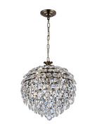 Lightologist Conifer 45cm Pendant, 6 Light E14, Antique Brass/Crystal