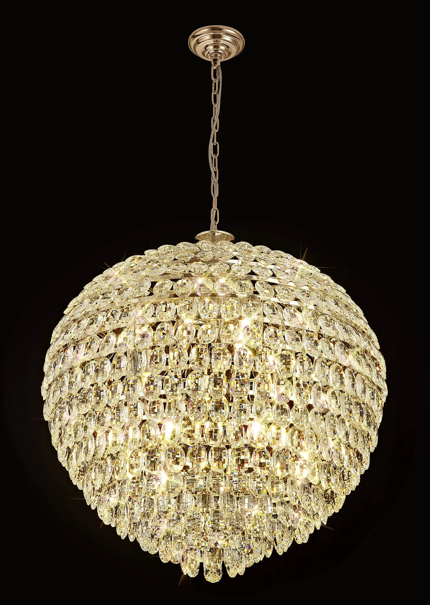 Lightologist Conifer 80cm Pendant, 16 Light E14, French Gold/Crystal