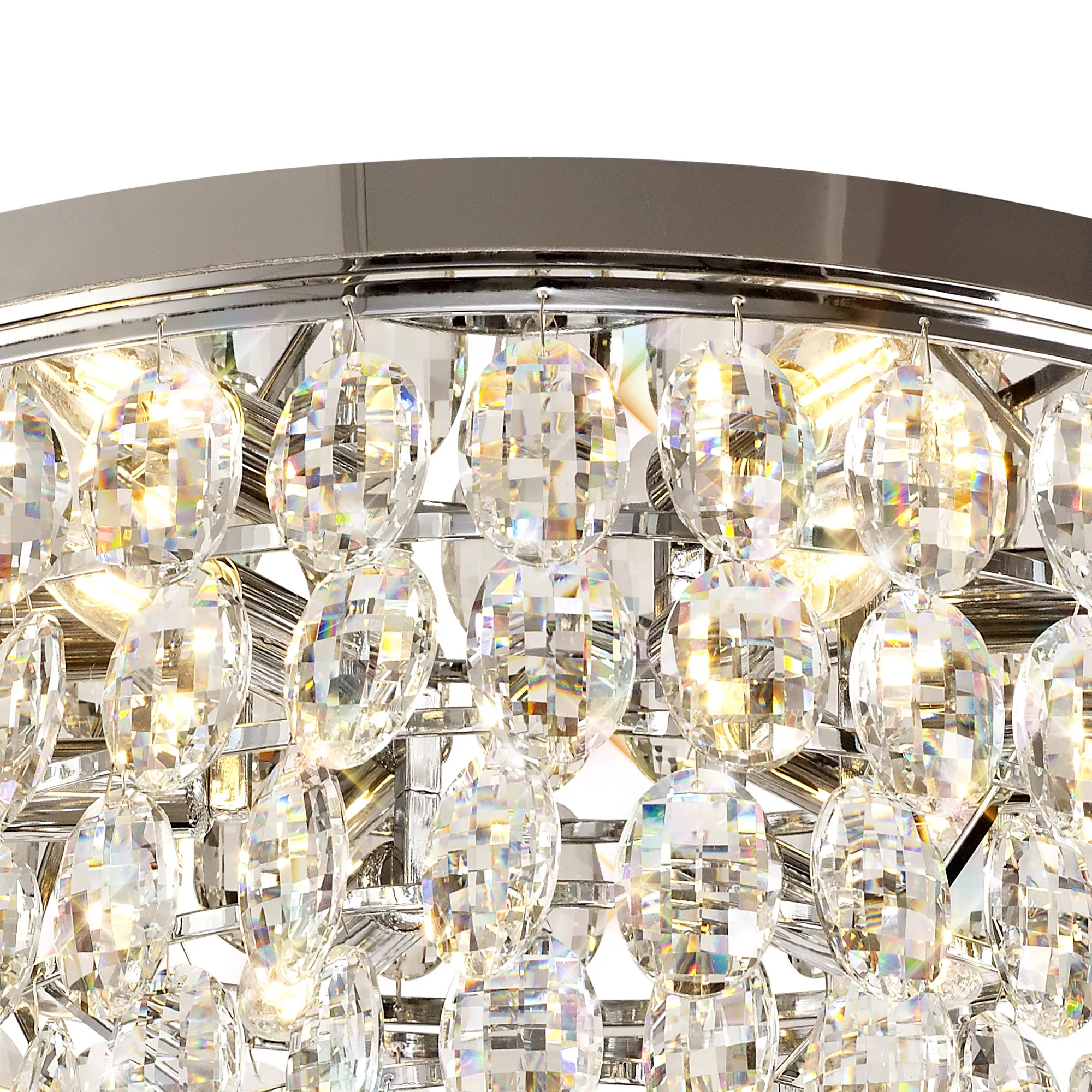 Lightologist Conifer 60cm Flush Ceiling, 6 Light E14, Polished Chrome/Crystal