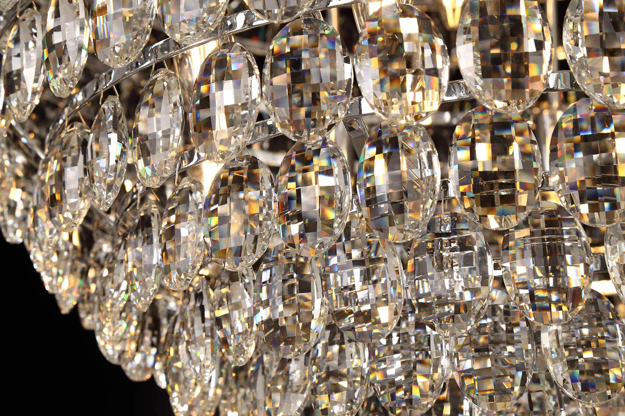 Lightologist Conifer 95cm Flush Ceiling, 15 Light E14, Polished Chrome/Crystal