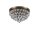 Lightologist Conifer 40cm Flush Ceiling, 3 Light E14, Antique Brass/Crystal