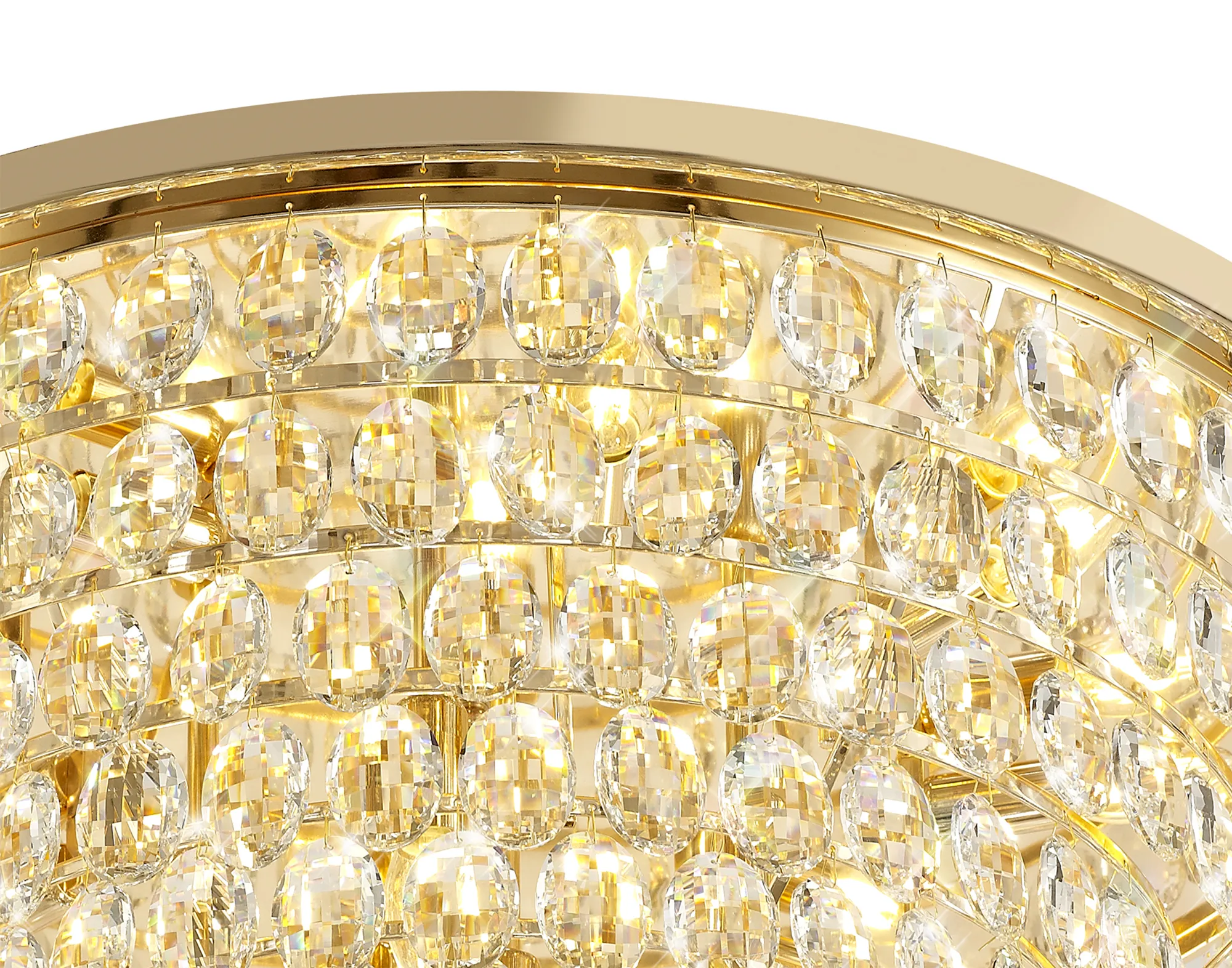 Lightologist Conifer 80cm Flush Ceiling, 12 Light E14, French Gold/Crystal