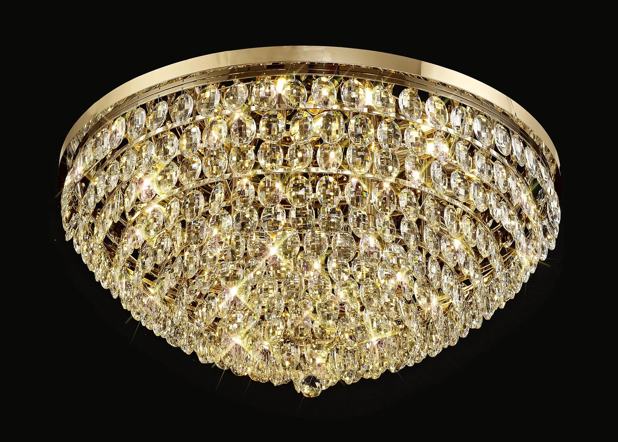 Lightologist Conifer 95cm Flush Ceiling, 15 Light E14, French Gold/Crystal