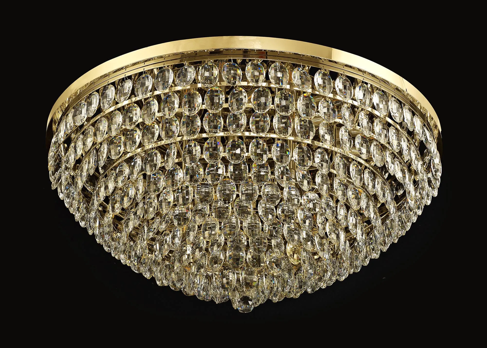 Lightologist Conifer 95cm Flush Ceiling, 15 Light E14, French Gold/Crystal