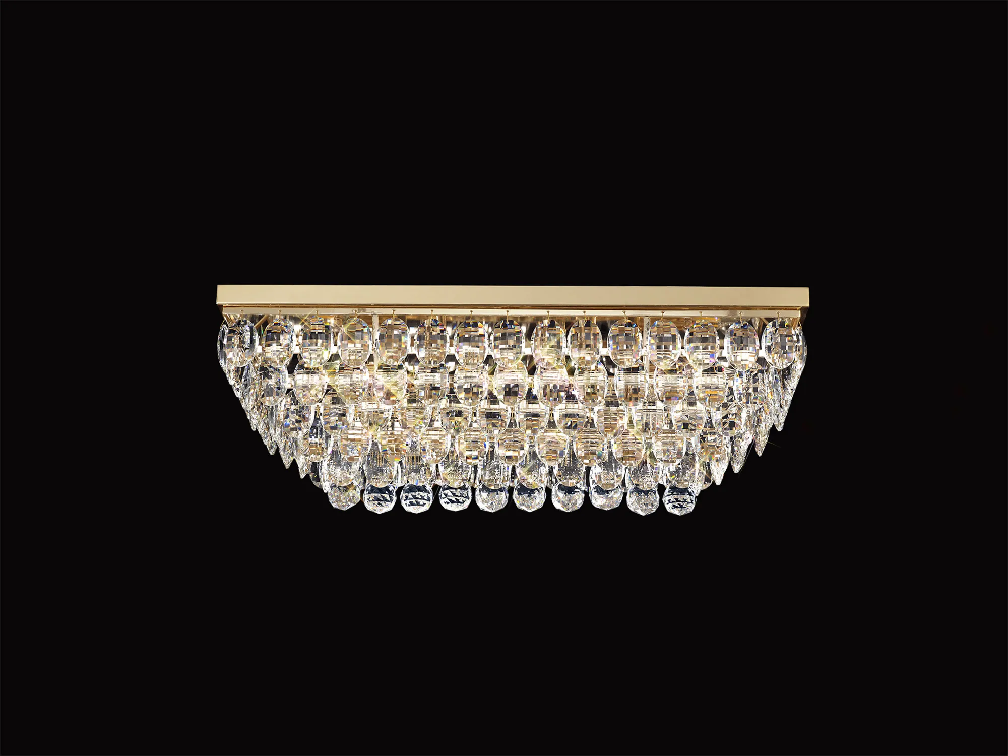 Lightologist Conifer Linear Flush Ceiling, 5 Light E14, French Gold/Crystal