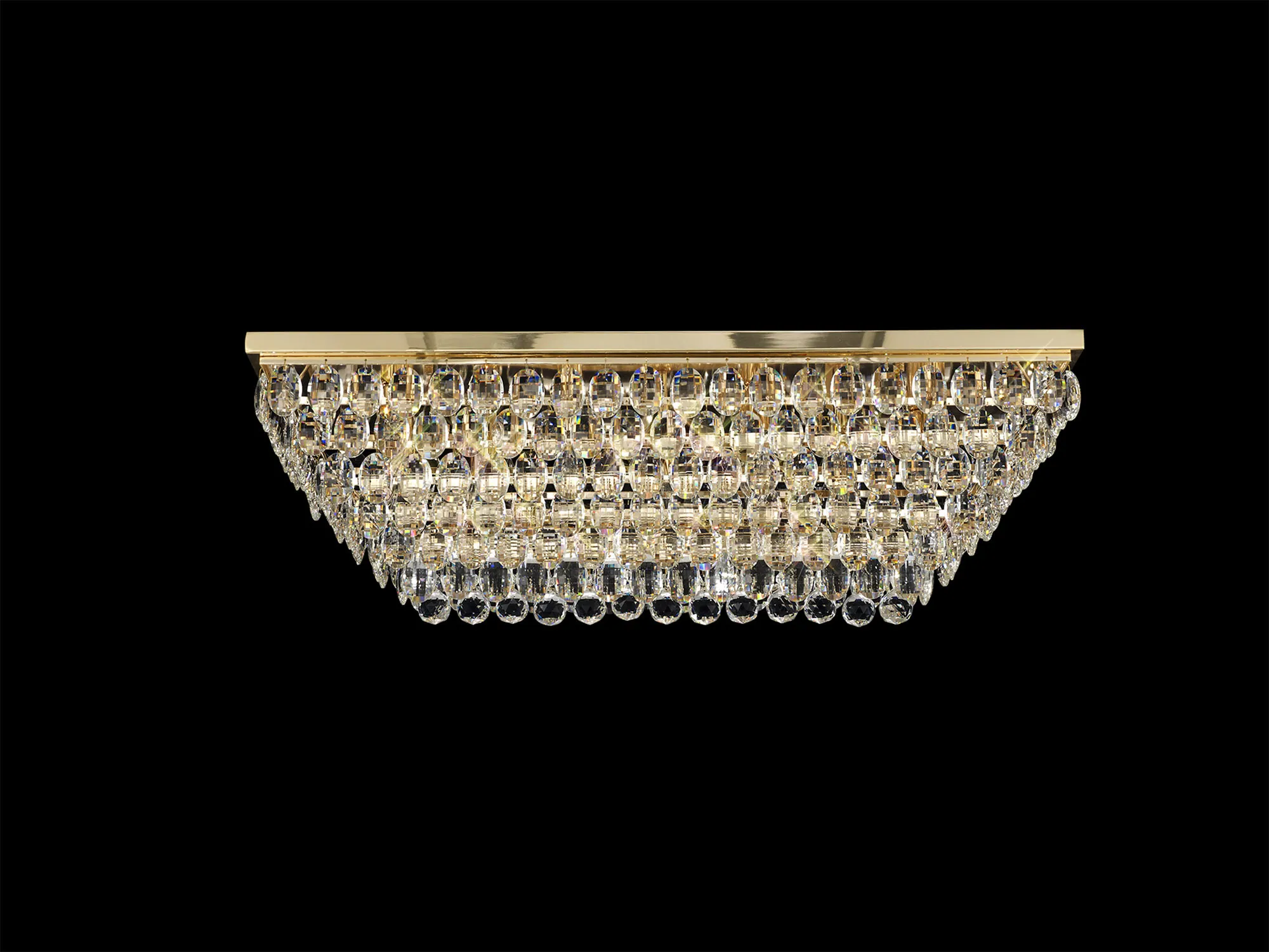 Lightologist Conifer Linear Flush Ceiling, 11 Light E14, French Gold/Crystal