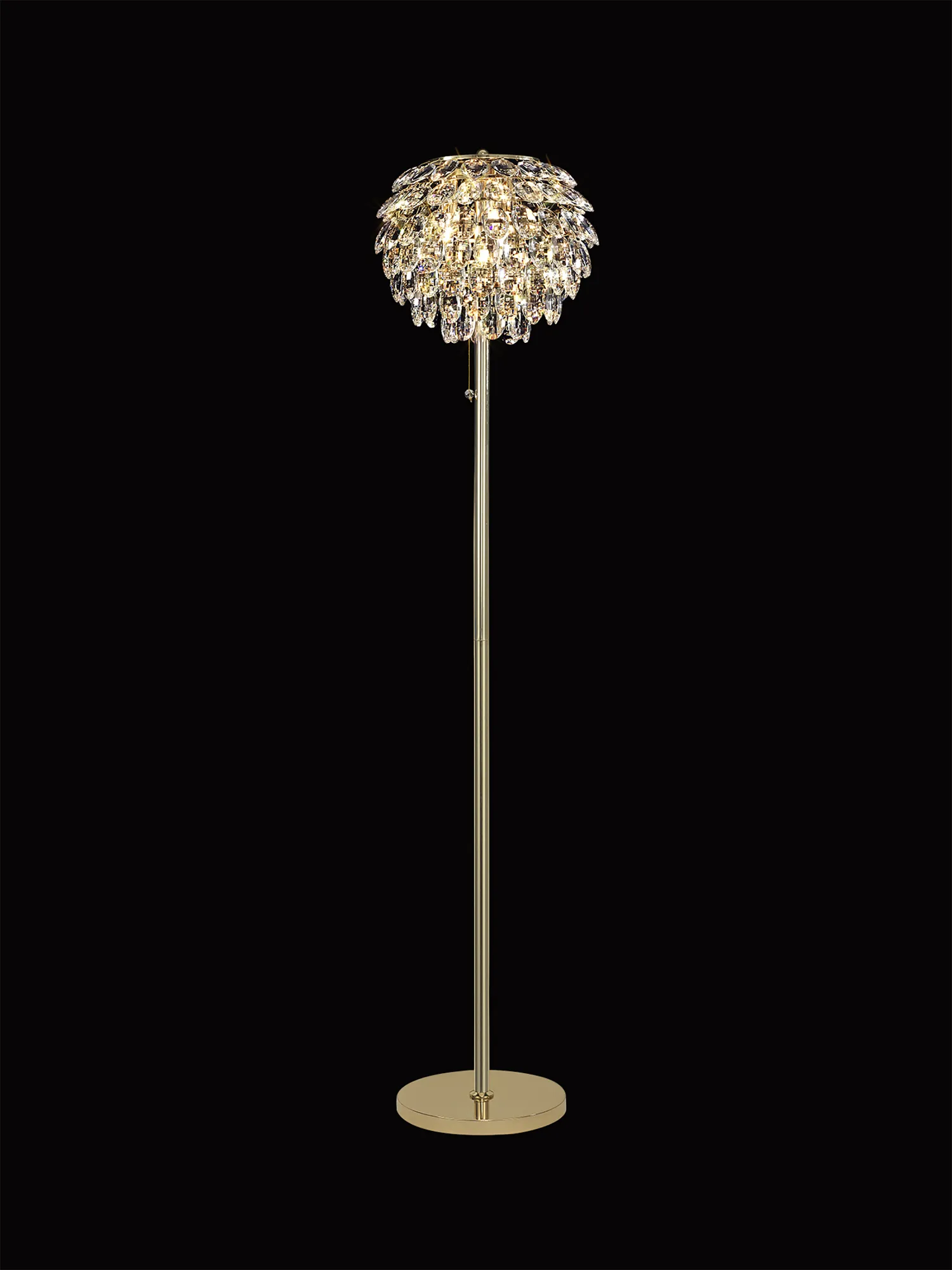 Lightologist Conifer Floor Lamp, 3 Light E14, French Gold/Crystal