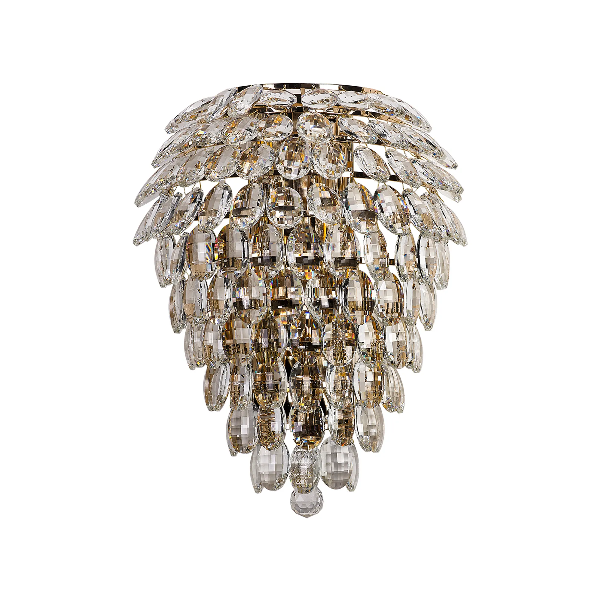 Lightologist Conifer Tall Wall Lamp, 4 Light E14, French Gold/Crystal