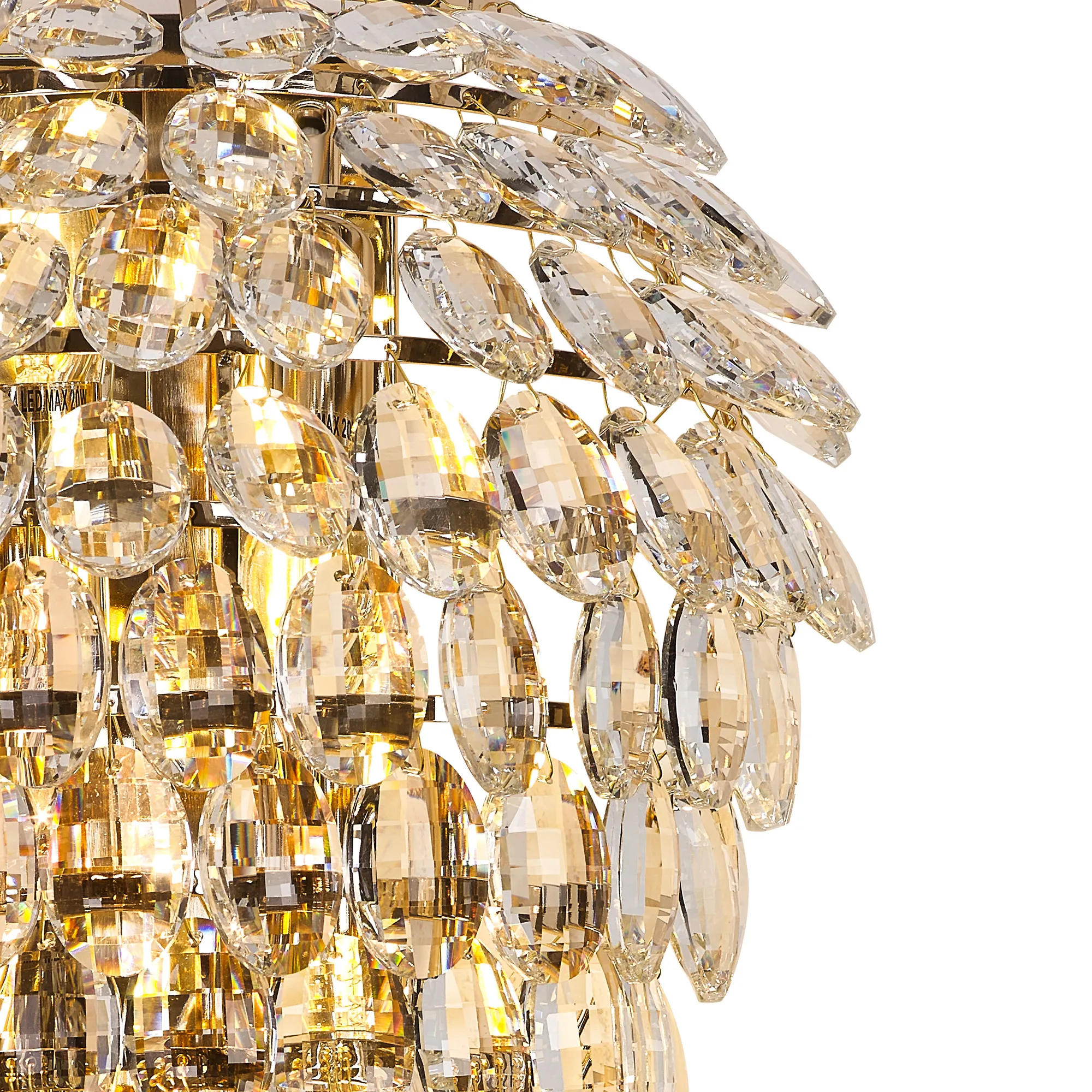 Lightologist Conifer Tall Wall Lamp, 4 Light E14, French Gold/Crystal