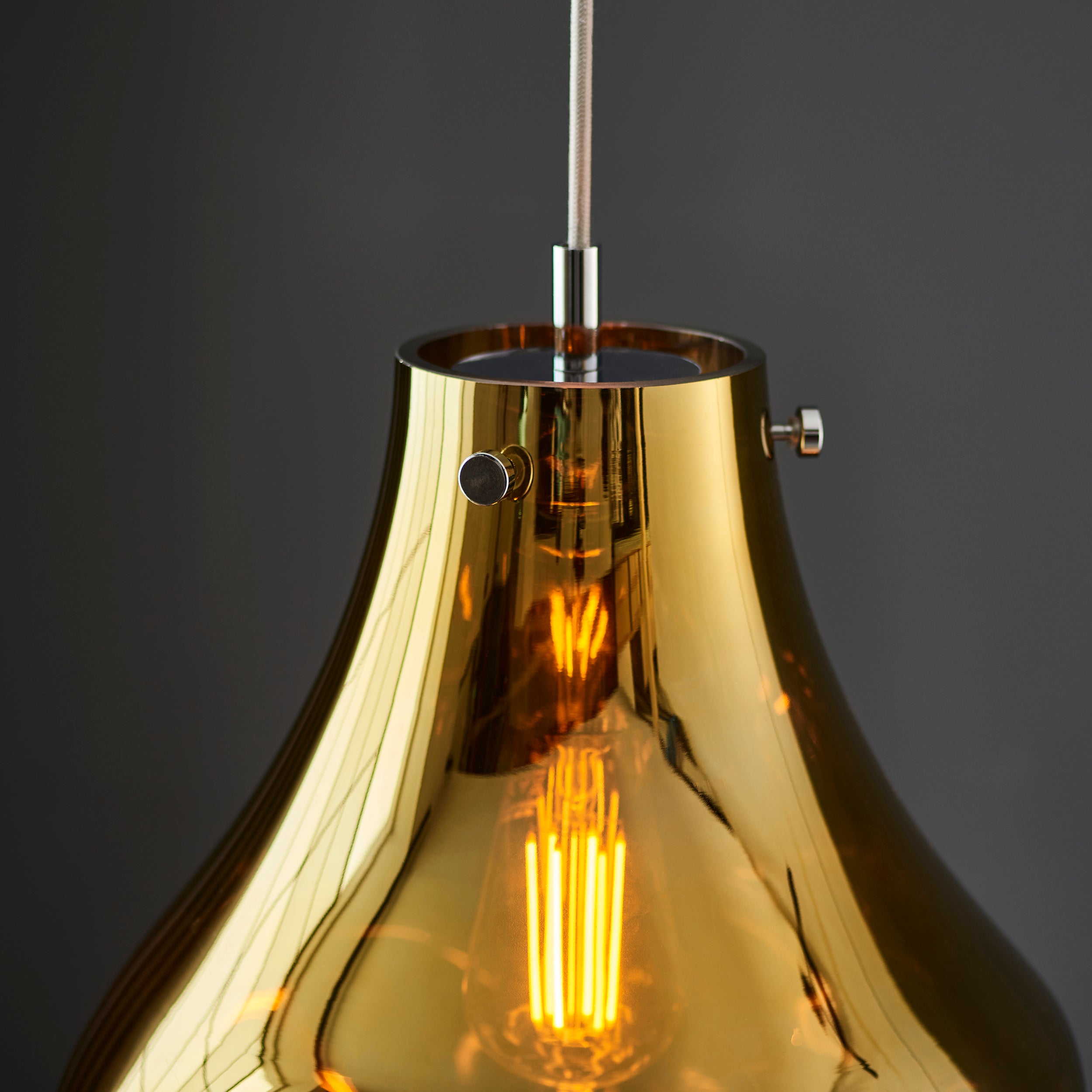 Lightologist Large Gold Blown metallic glass & chrome plate Single Pendant Light