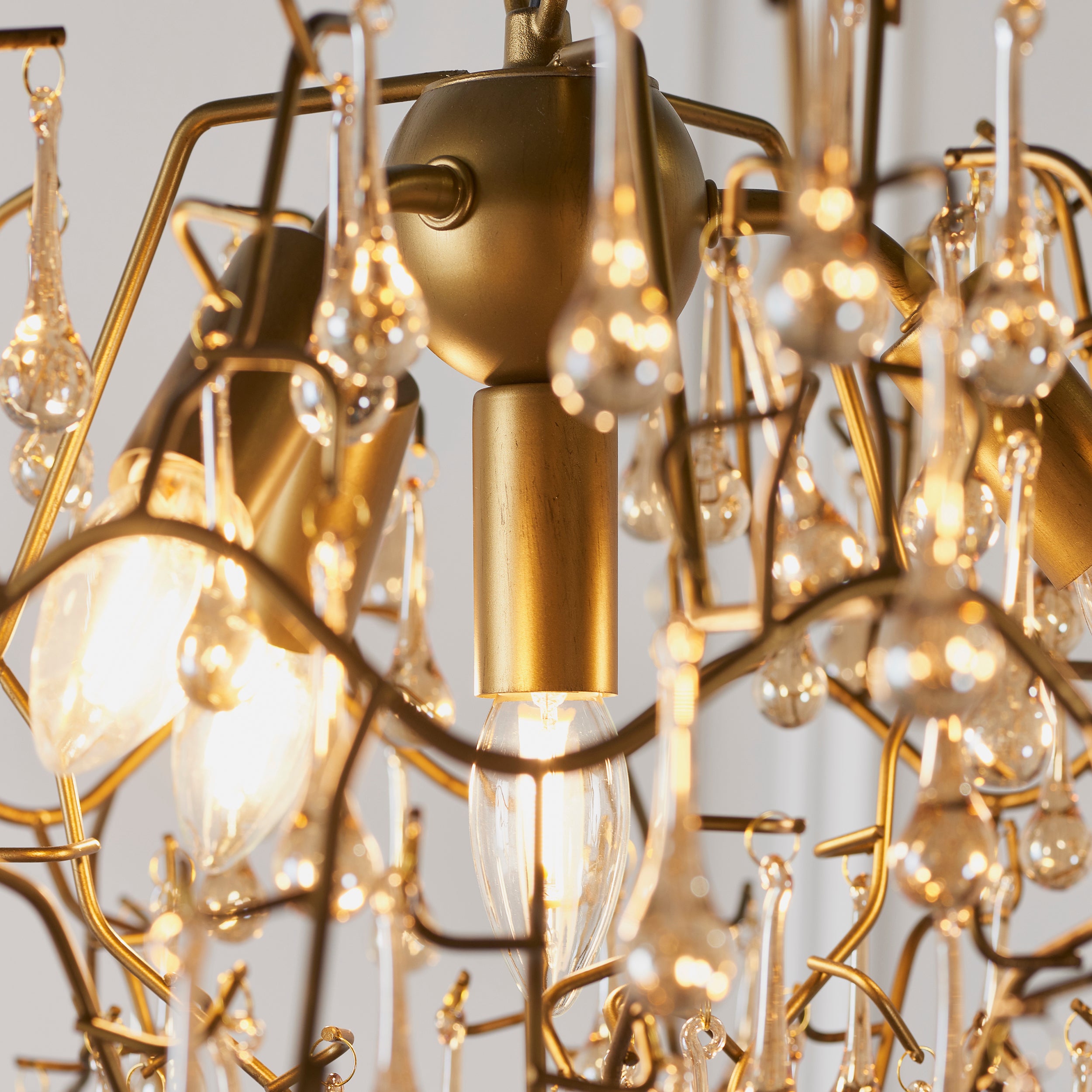Lightologist Aged gold paint & champagne lustre glass Multi arm lamp Pendant Light