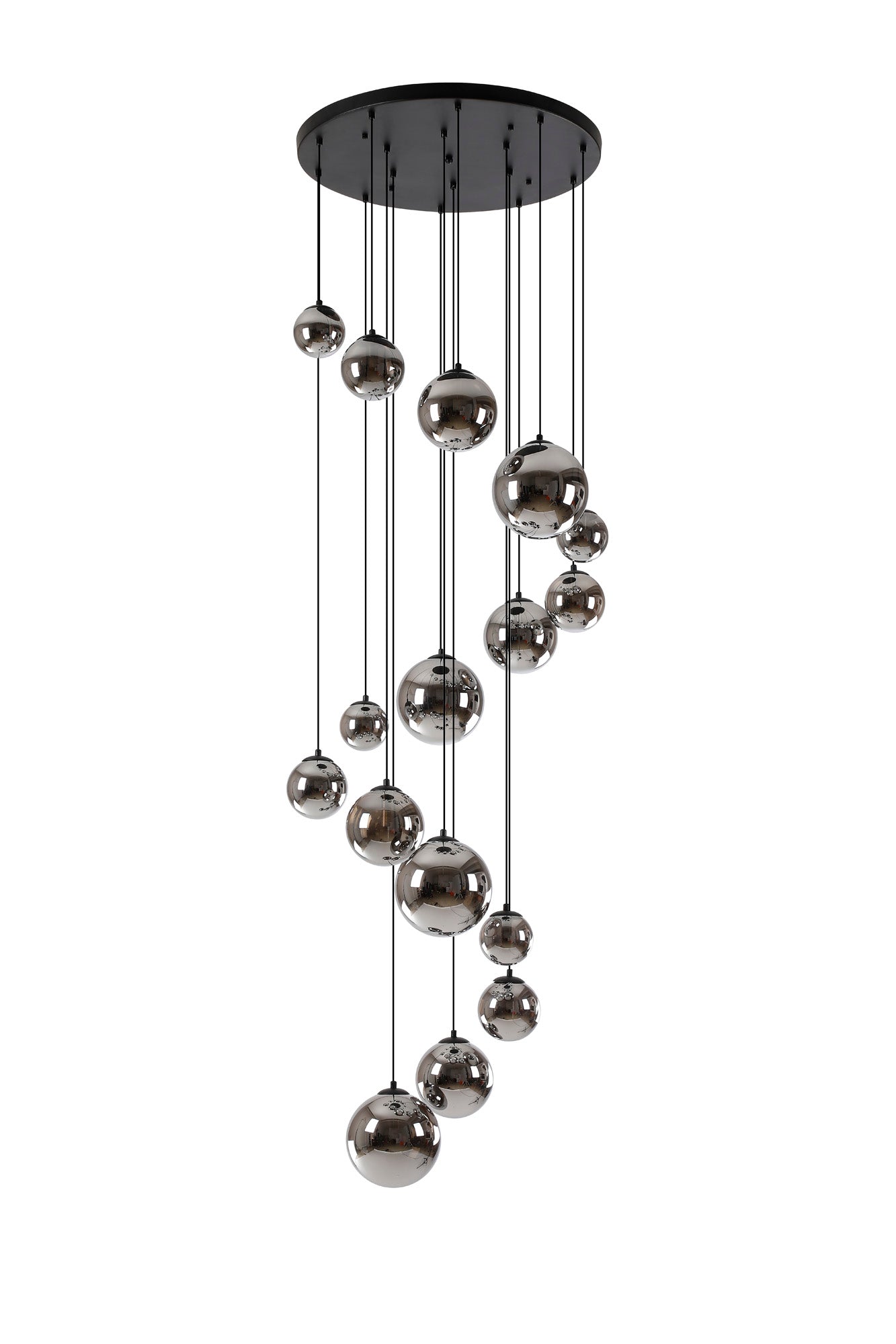 Lightologist Medway Pendant Satin Black 16 Light Pendant with  Chrome Plated Glass LO19043/CH3